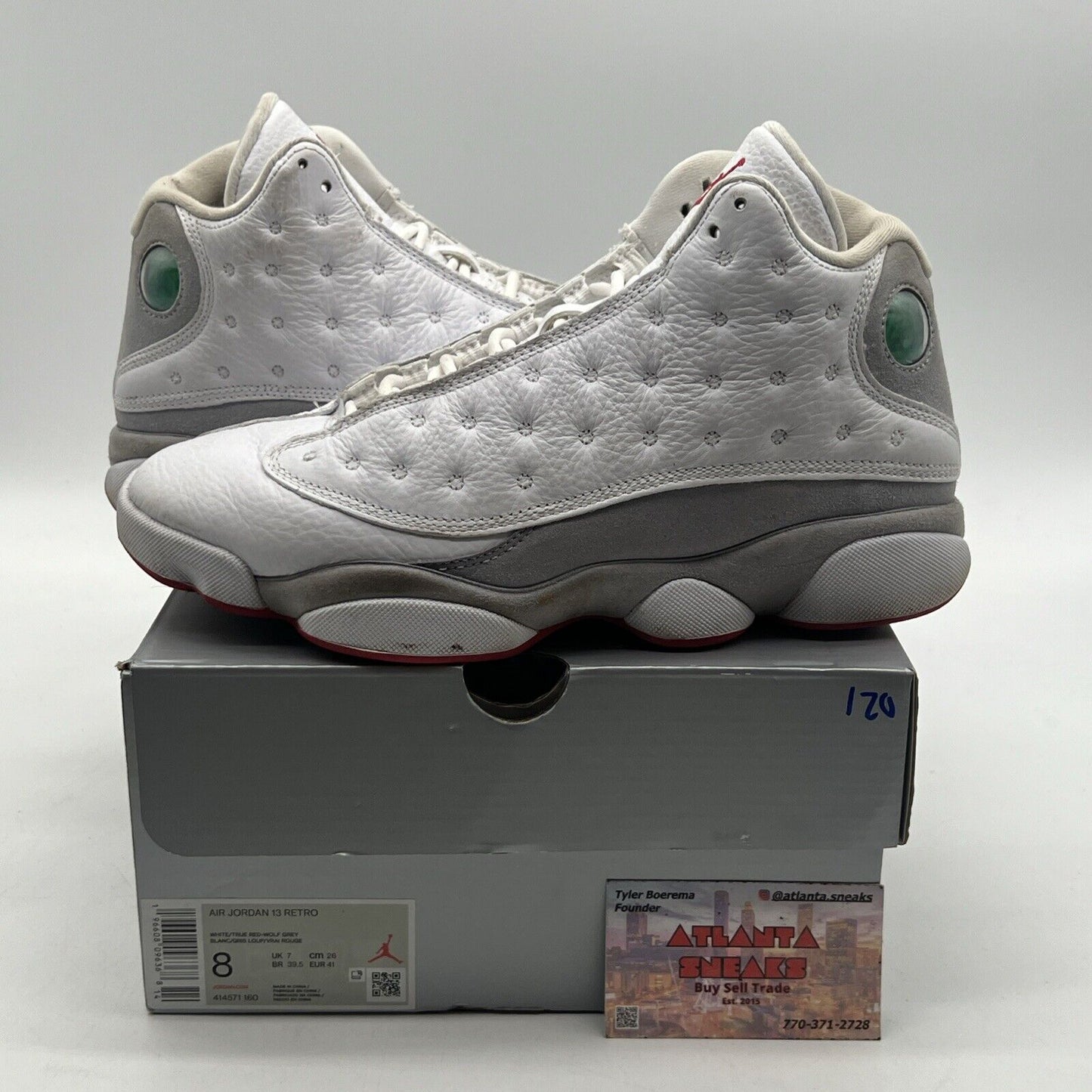 Size 8 - Air Jordan 13 Retro White Wolf Grey Leather Suede (414571-160)