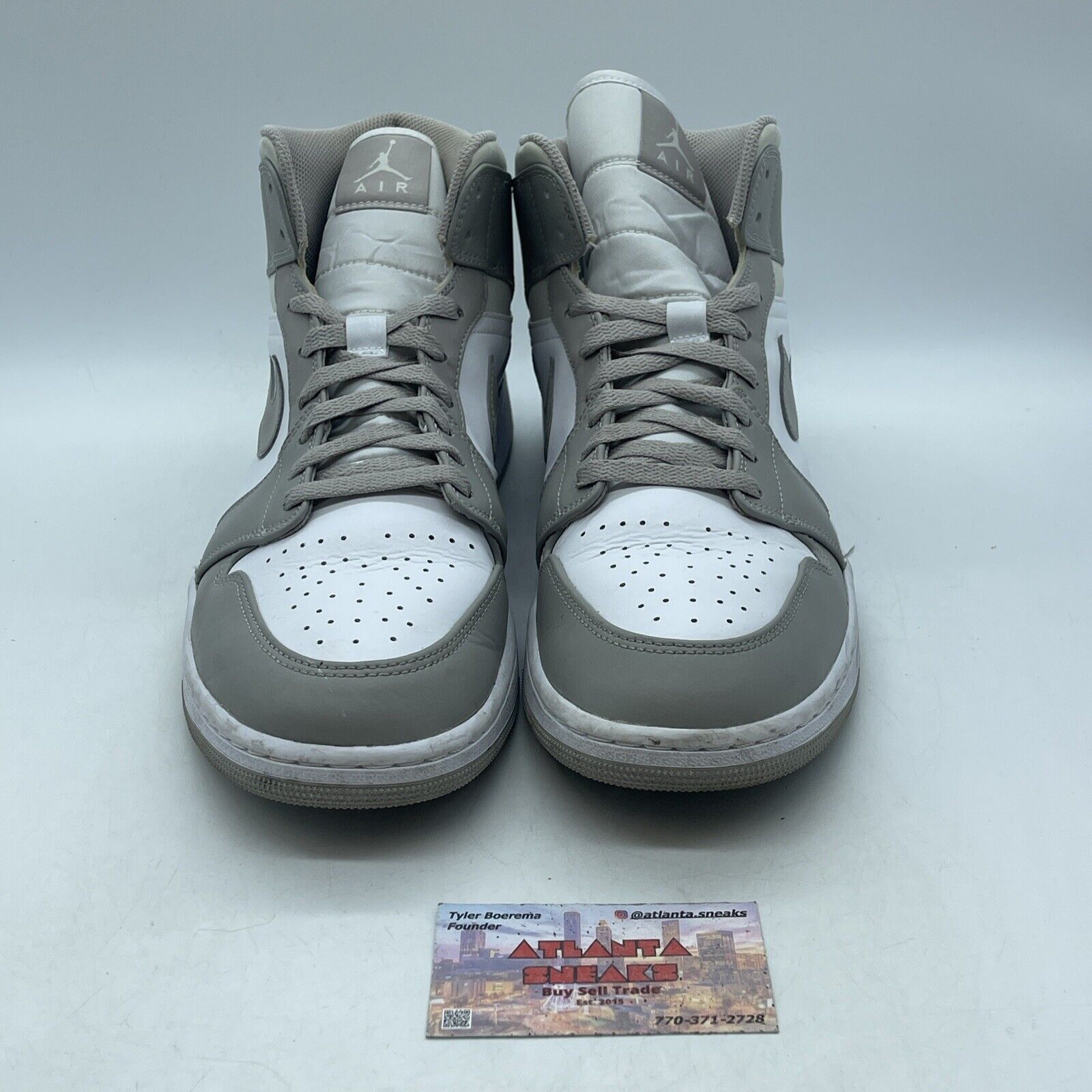 Size 12 - Air Jordan 1 Mid College Grey White Suede Leather (554724-082)