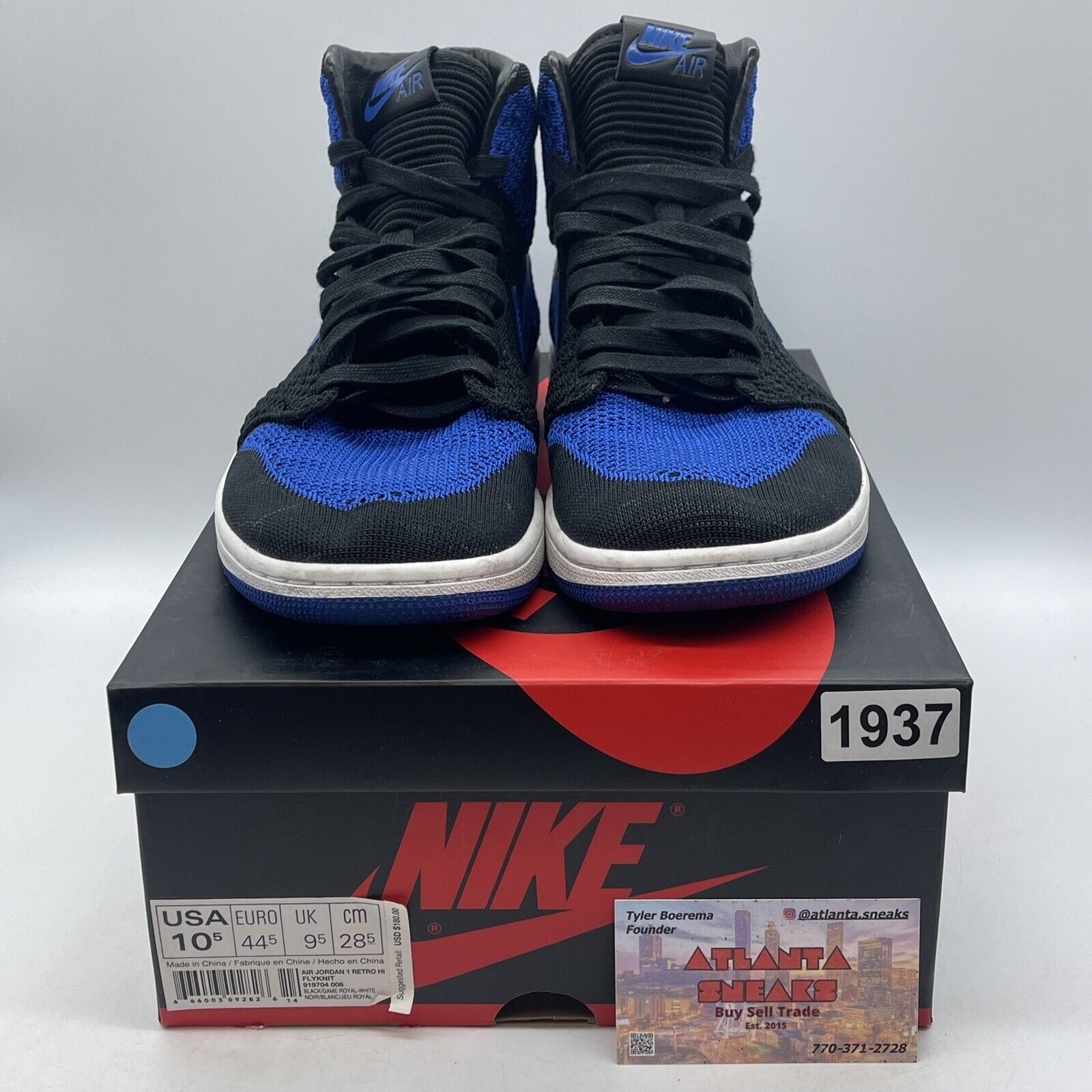 Size 10.5 - Air Jordan 1 Retro OG Flyknit High Royal Blue Suede (919704-006)