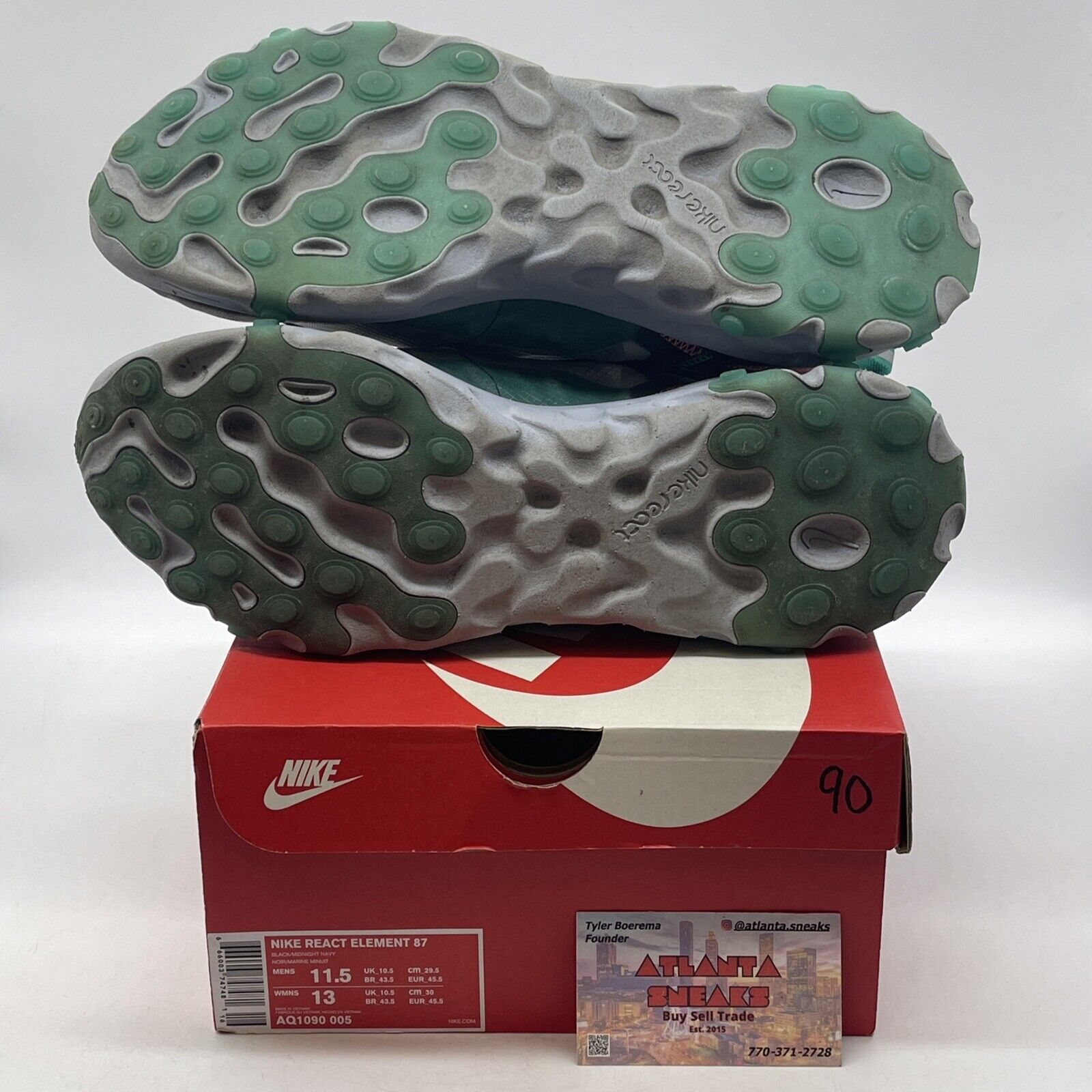 Size 11.5 - Nike React Element 87 Neptune Green 2018 Blue Black Pink (AQ1090-005