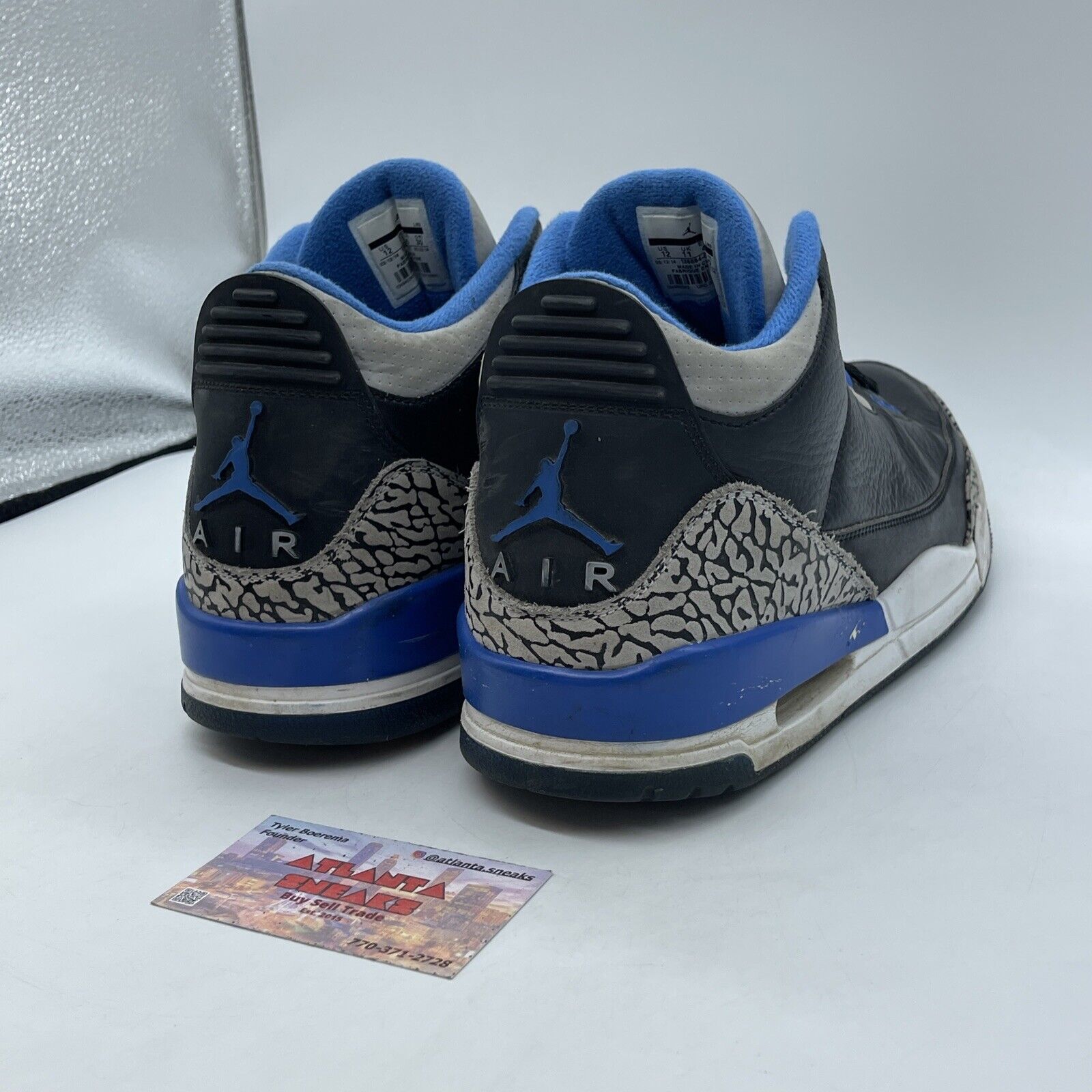 Size 12 - Air Jordan 3 Retro Sport Blue White Black Leather Grey (136064-007)