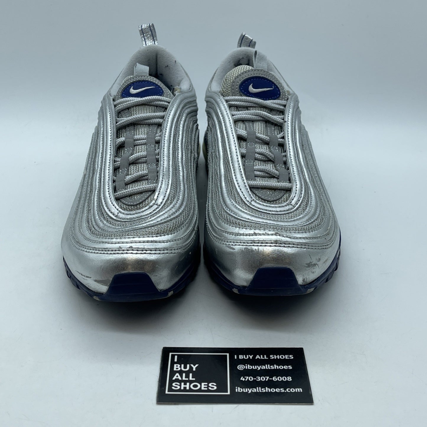 Size 9.5 - Nike Air Max 97 Silver Blue Suede Leather (312641-016)