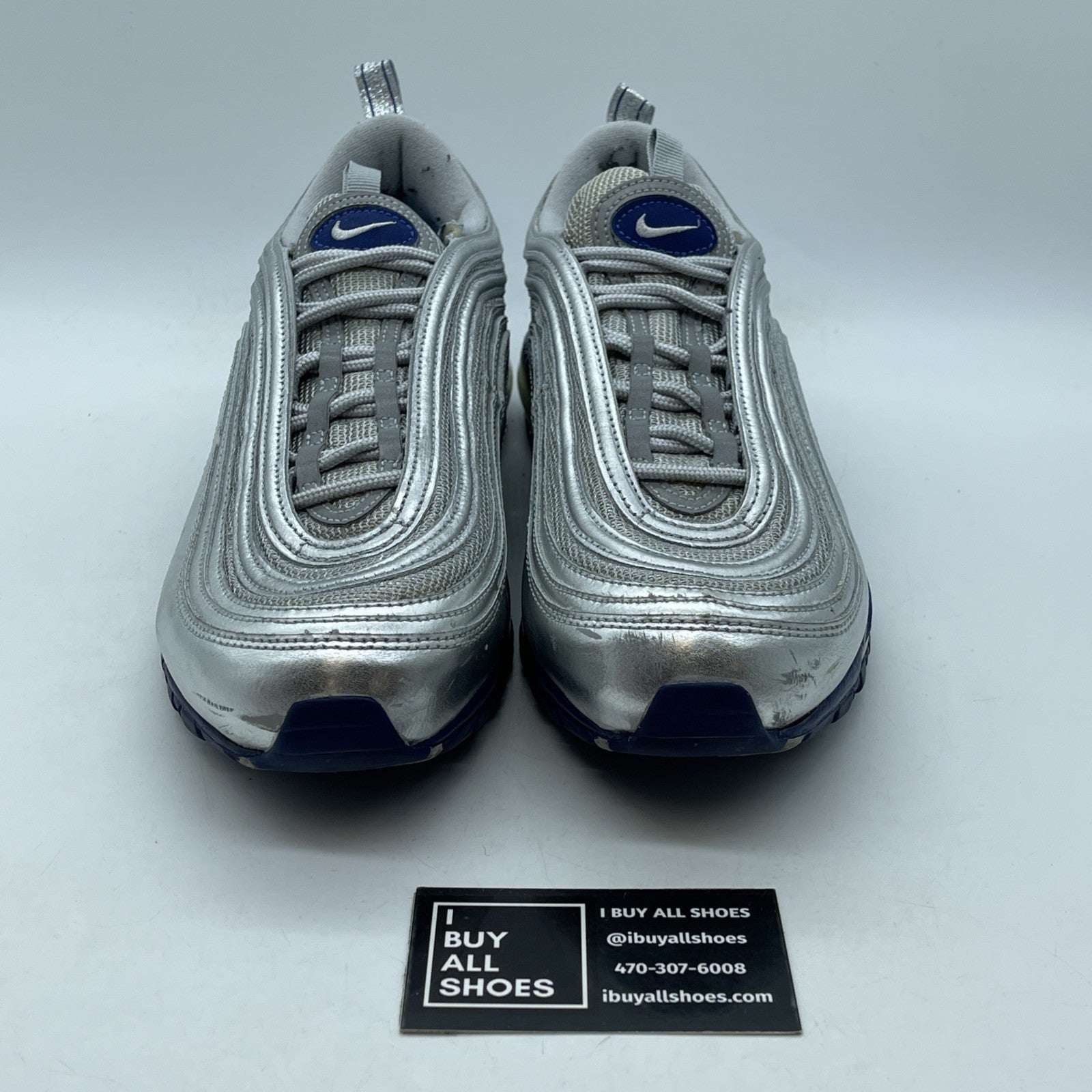 Size 9.5 - Nike Air Max 97 Silver Blue Suede Leather (312641-016)