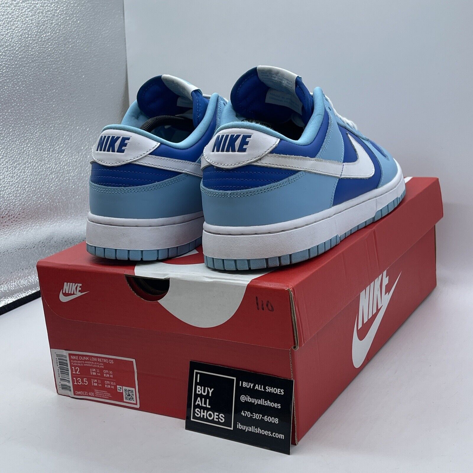 Size 12 - Nike Dunk Low Retro QS Argon Blue White Leather (DM0121-400)