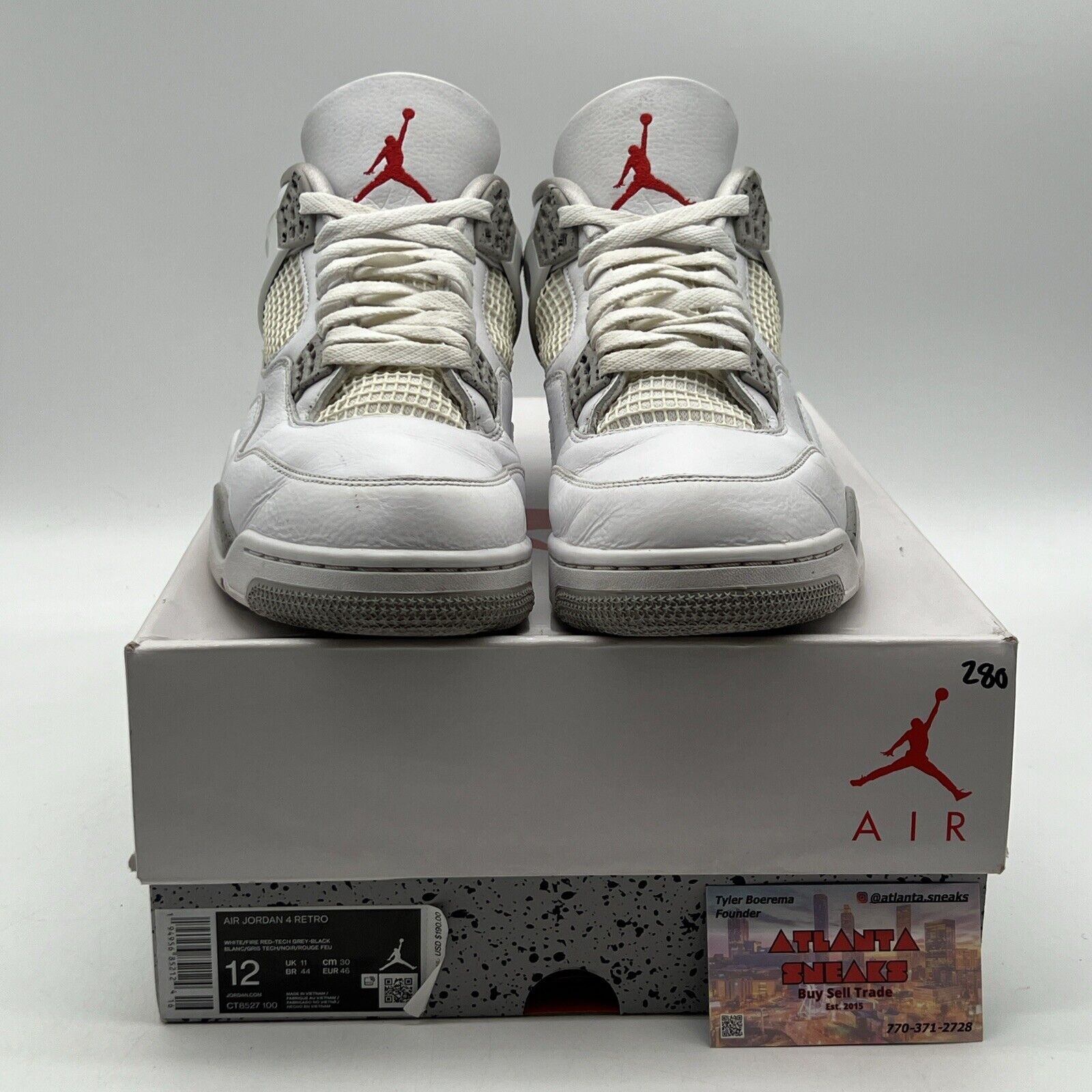 Size 12 - Jordan 4 Retro Mid White Oreo Red Leather (CT8527-100)