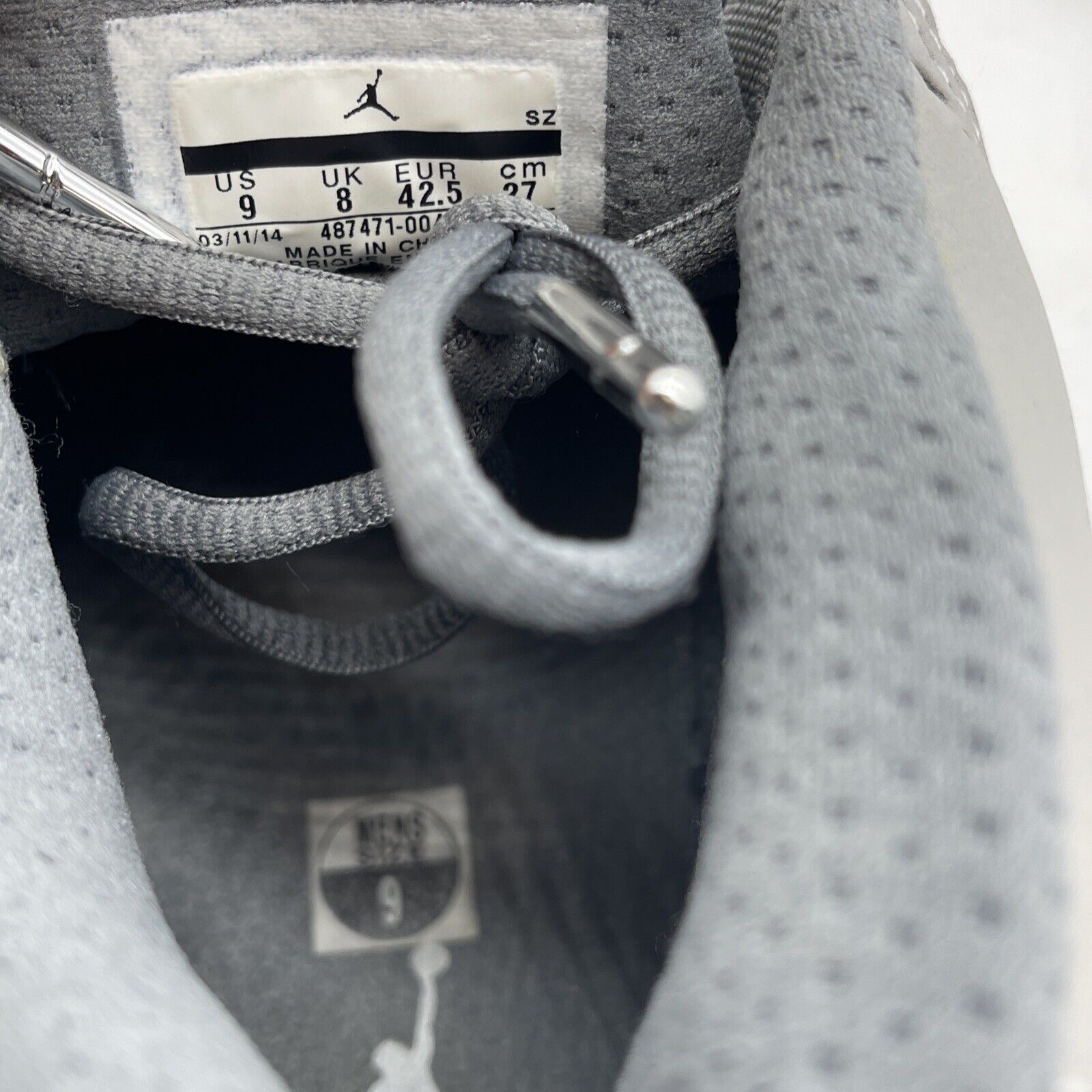 Size 9 - Air Jordan 14 Retro Wolf Grey White Blue Suede Leather (487471-004)