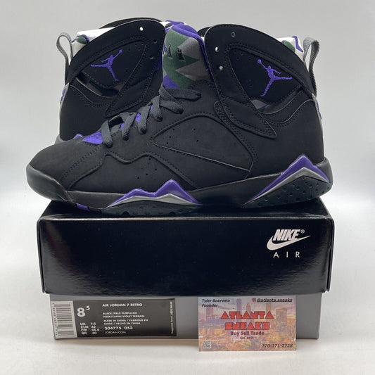 Size 8.5 - Air Jordan 7 Retro PE Ray Allen Purple Grey Black Suede (304775-053)