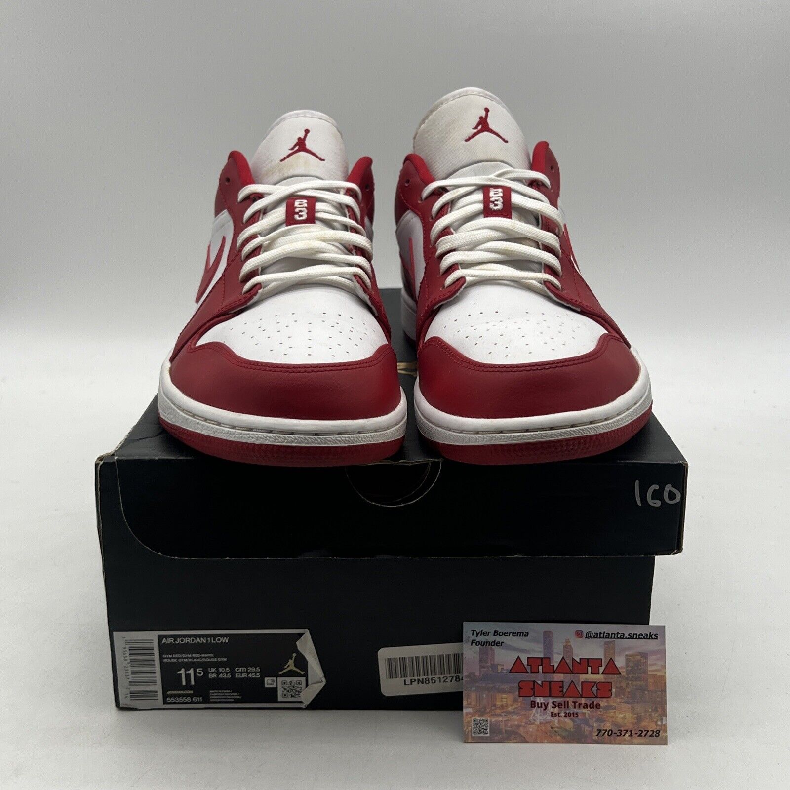 Size 11.5 - Air Jordan 1 Low Gym Red White Leather (553558-611)