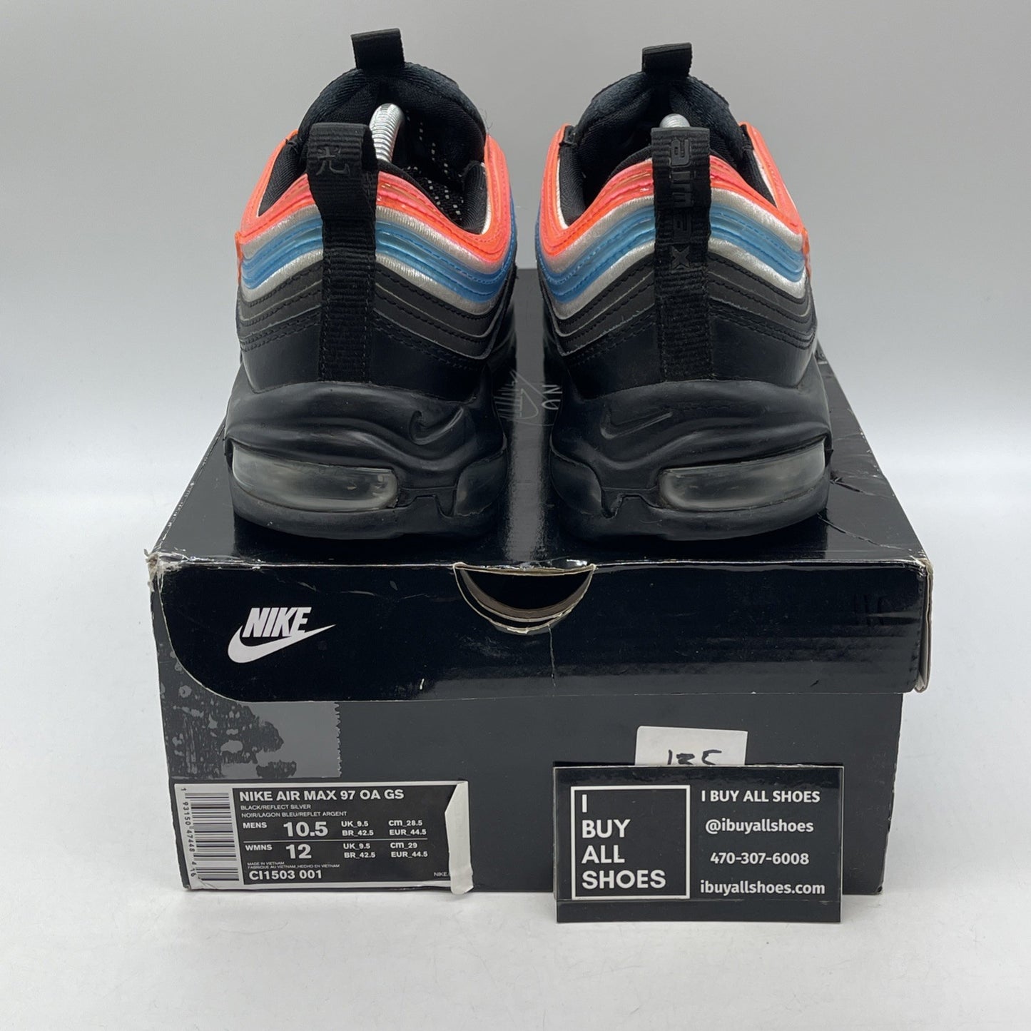 Size 10.5 - Nike Air Max 97 On Air: Neon Seoul  Black Blue Leather (CI1503-001)