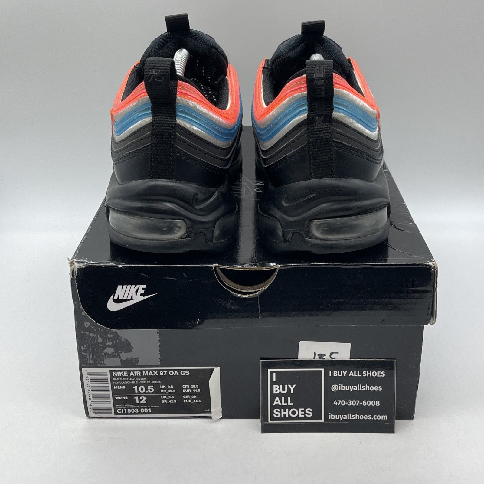 Size 10.5 - Nike Air Max 97 On Air: Neon Seoul  Black Blue Leather (CI1503-001)
