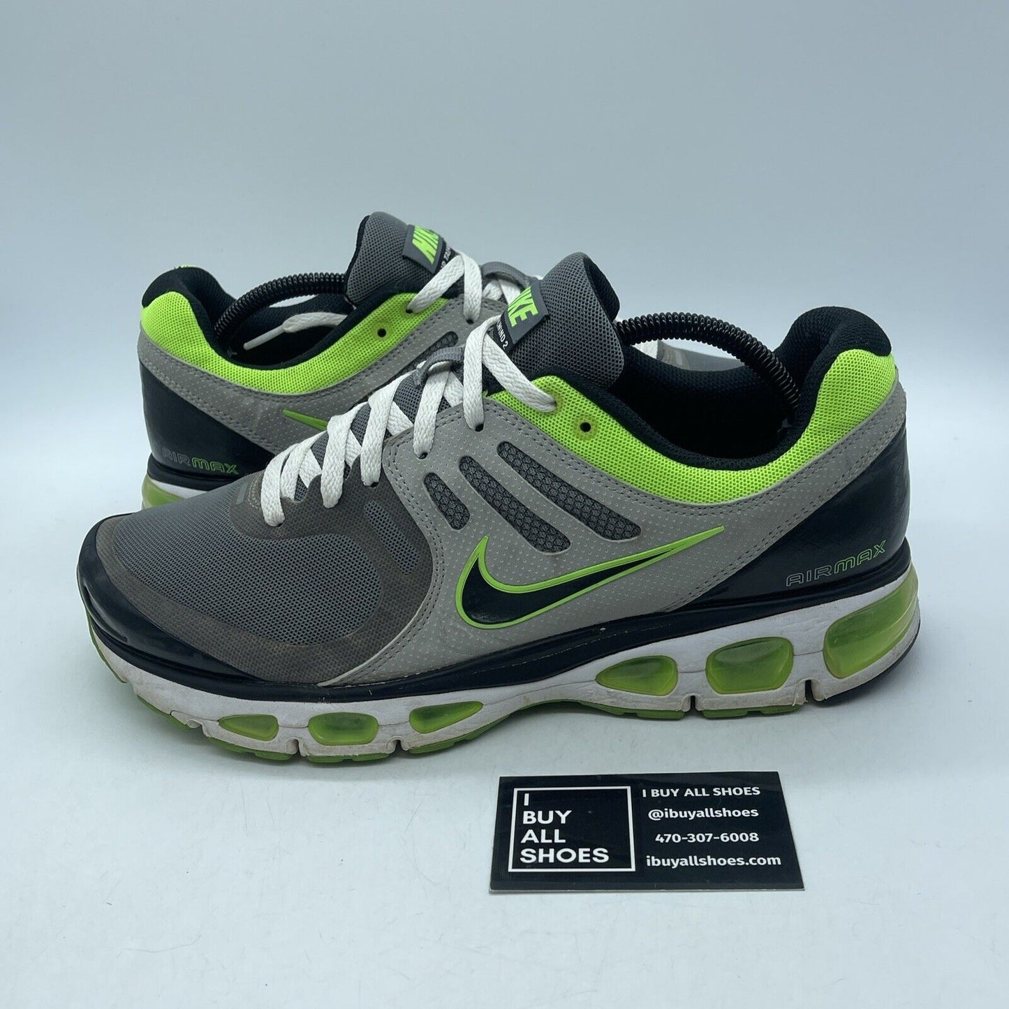 Size 10.5 - Nike Air Max Tailwind+ 2 Grey Neon Green Grey Black (386405-003)