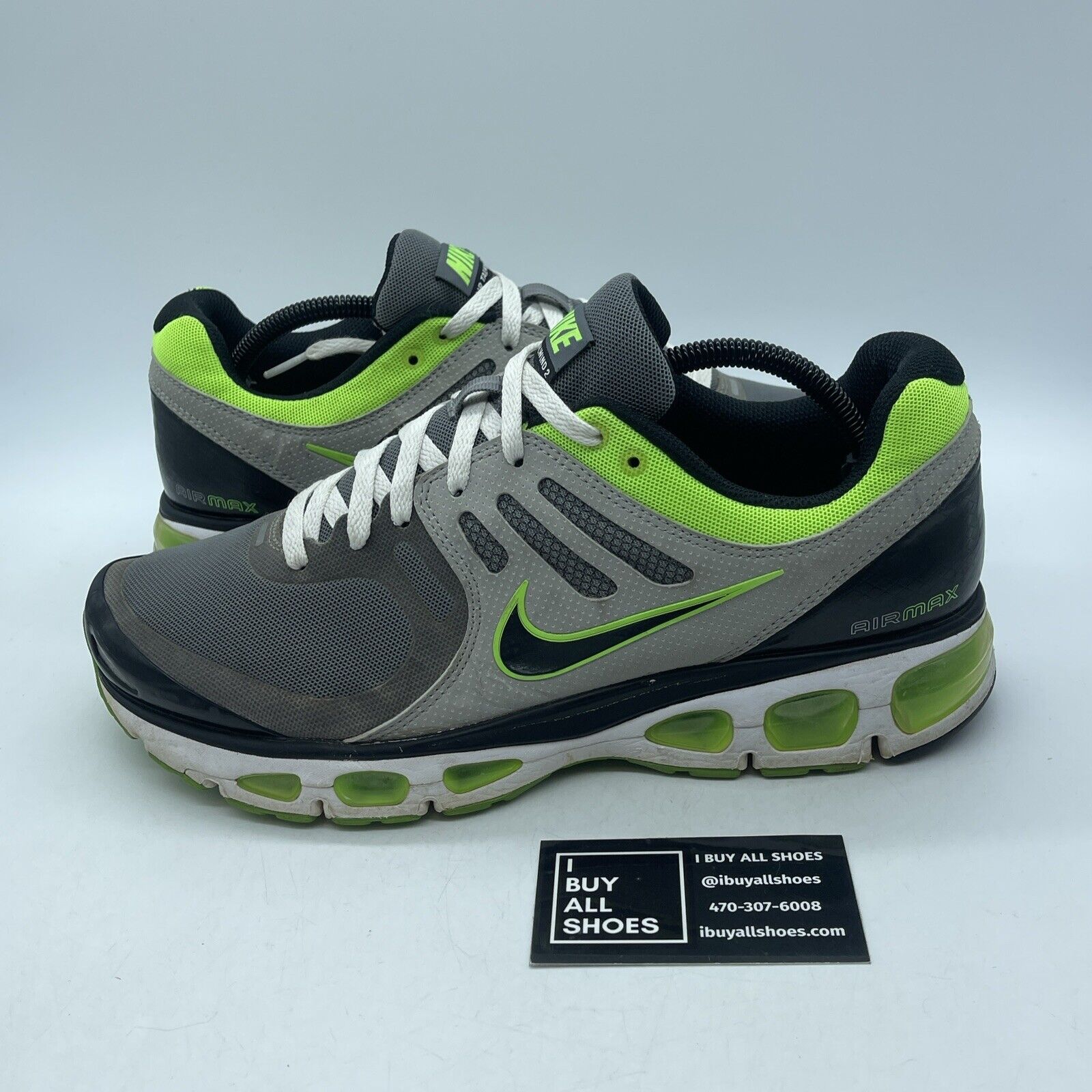 Size 10.5 - Nike Air Max Tailwind+ 2 Grey Neon Green Grey Black (386405-003)