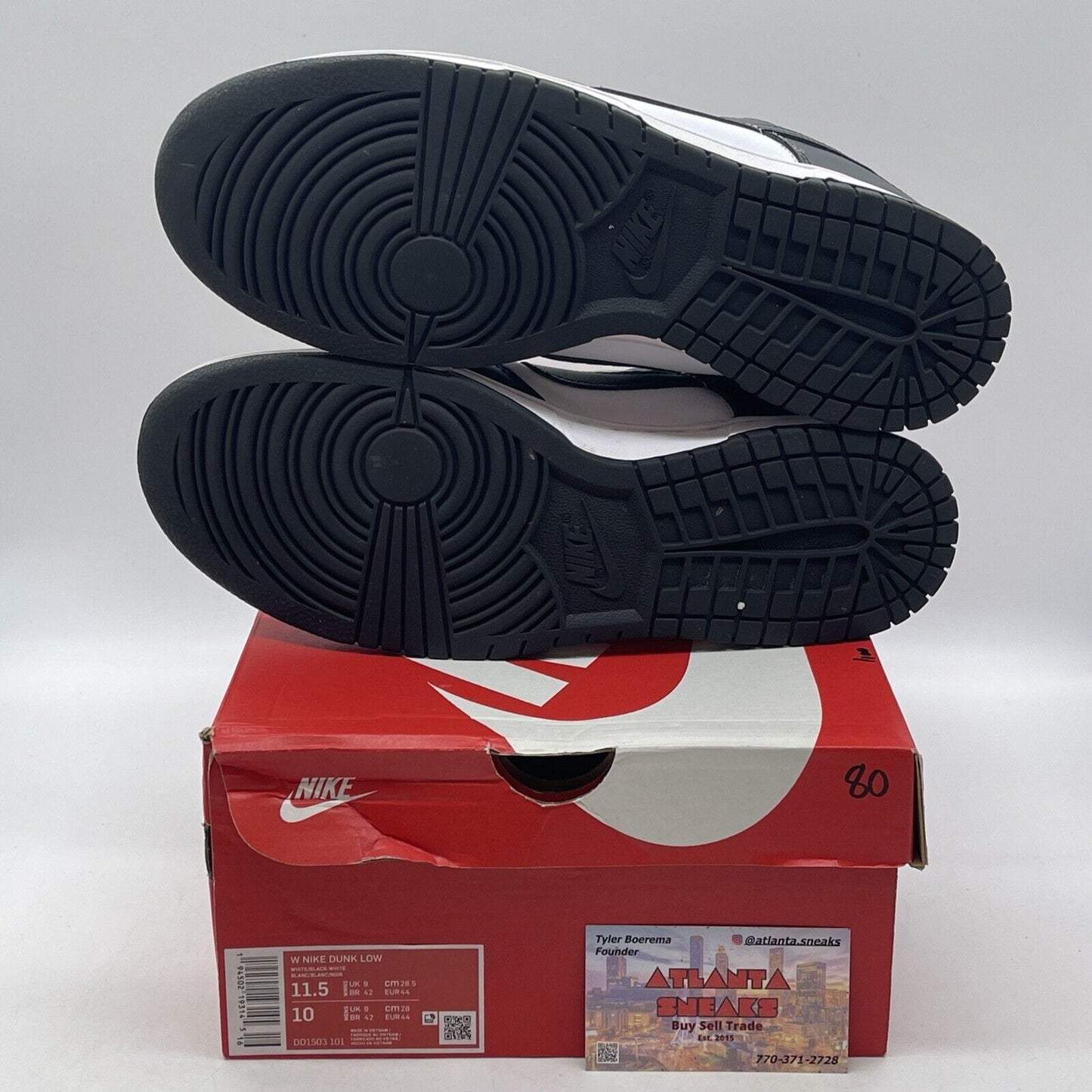 Size 11.5W - Nike Dunk Low Black White Leather (DD1503-101)