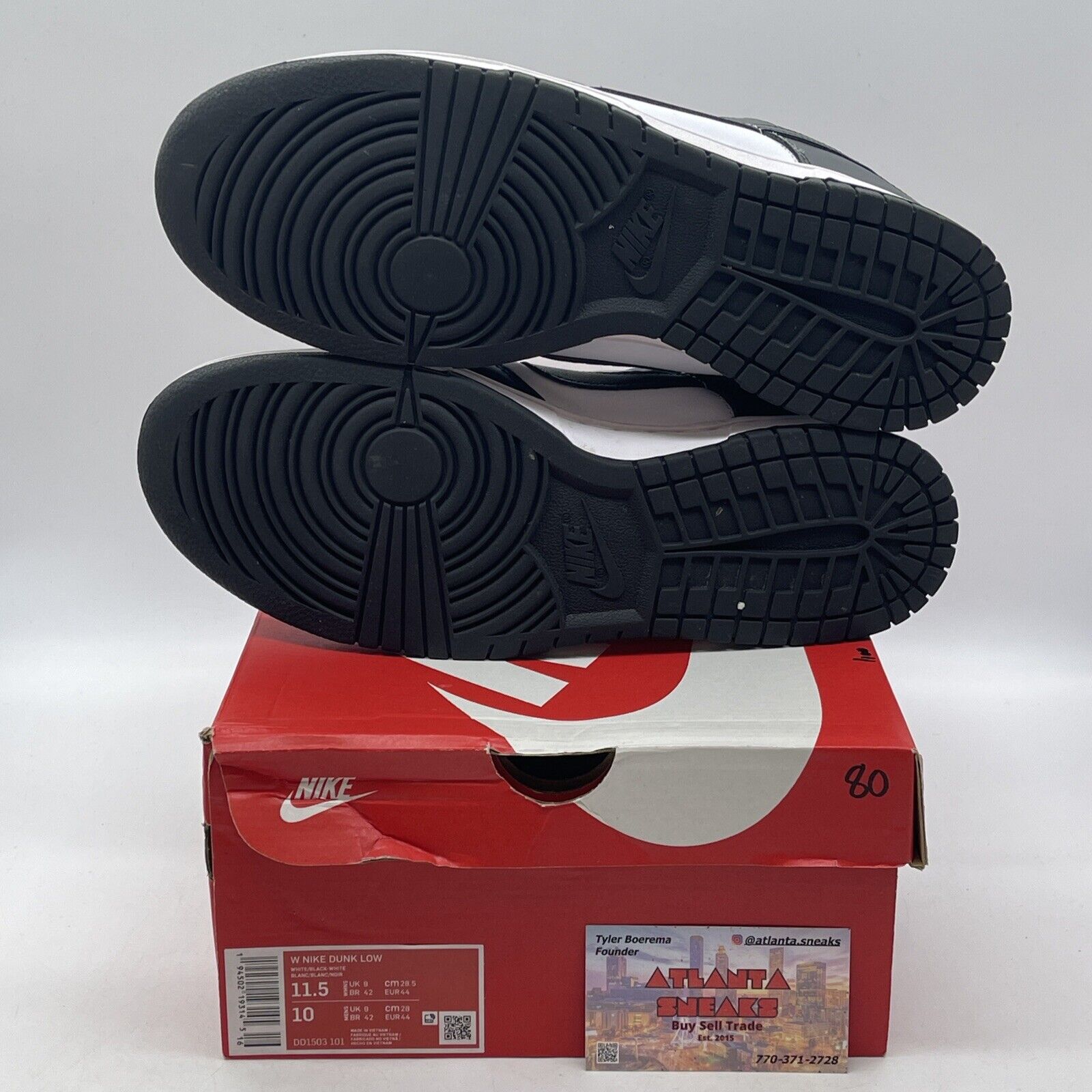 Size 11.5W - Nike Dunk Low Black White Leather (DD1503-101)