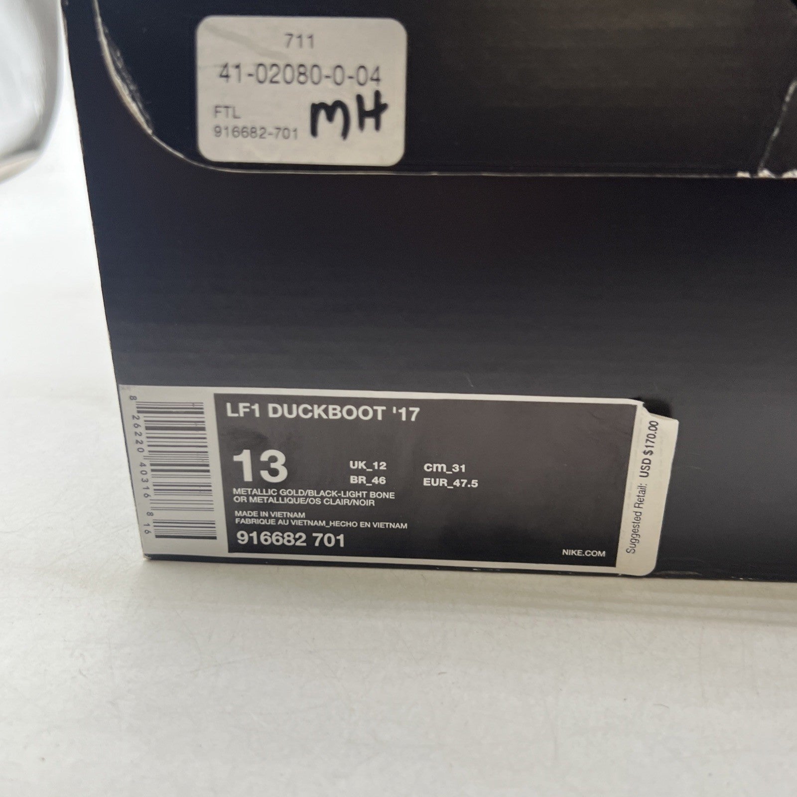 Size 13 - Nike Lunar Force 1 Duckboot Metallic Gold (916682-701)