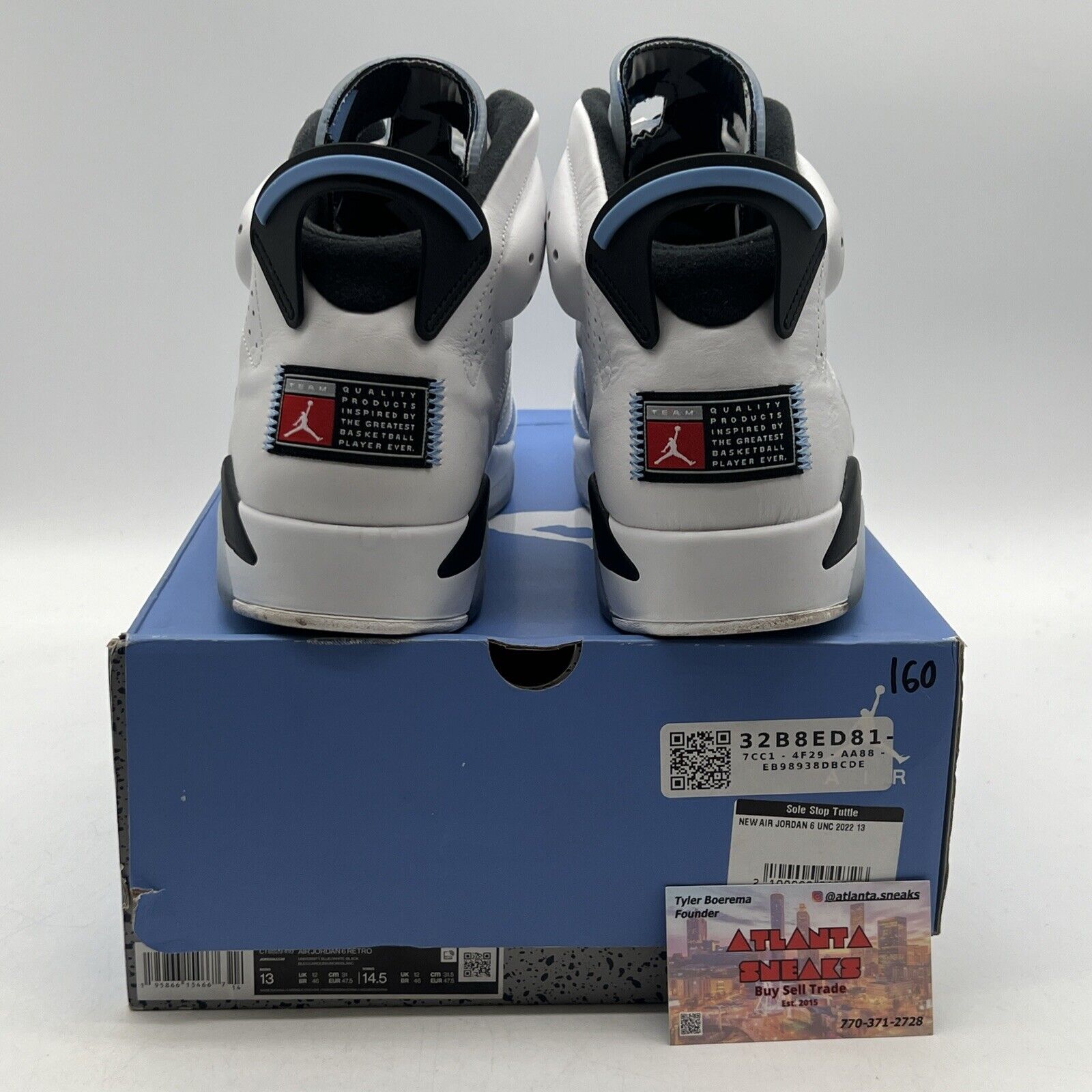 Size 13 - Jordan 6 Retro Mid UNC Home Black White Blue Suede Leather CT8529-410