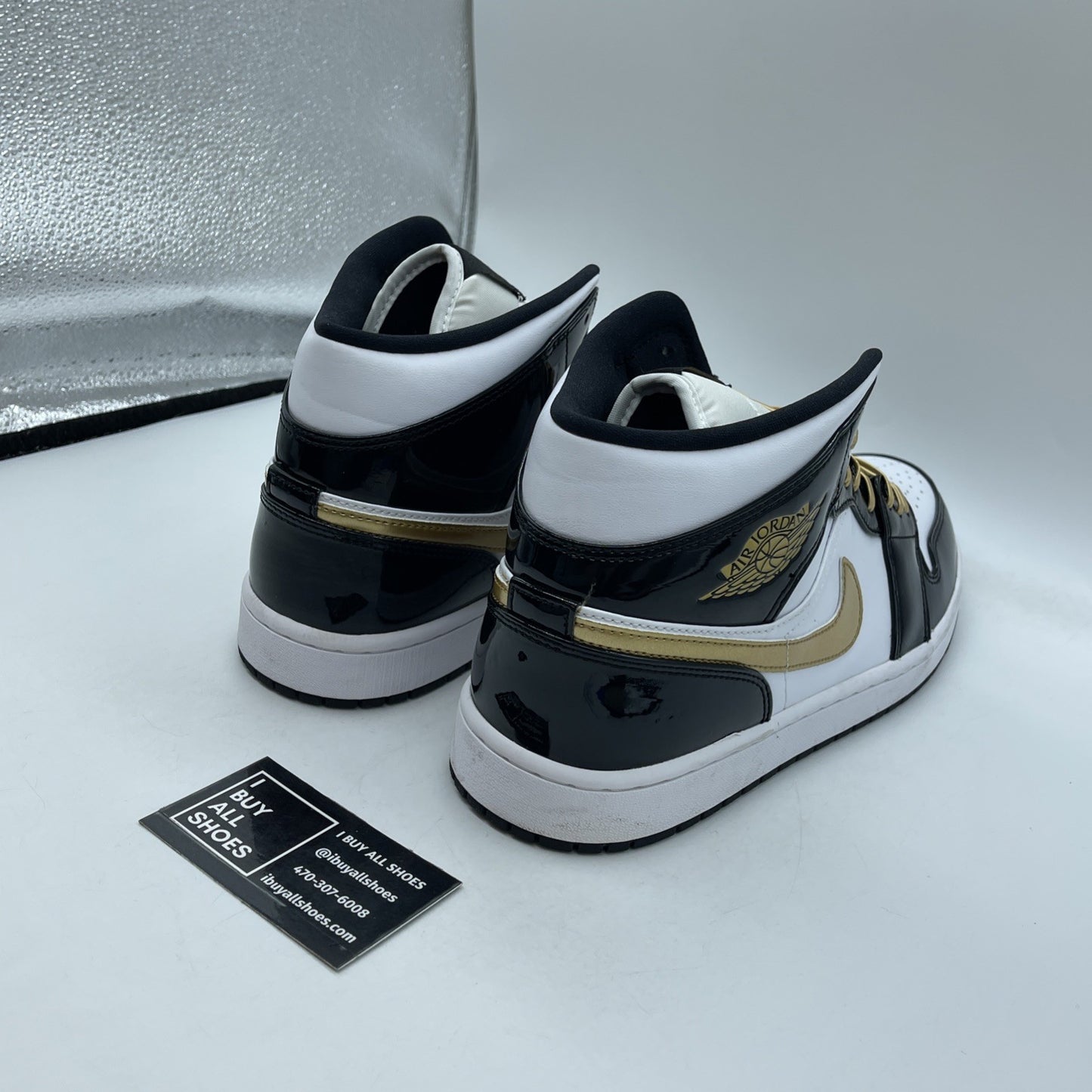 Size 12 - Air Jordan 1 Mid SE Patent Black Gold (852542-007)