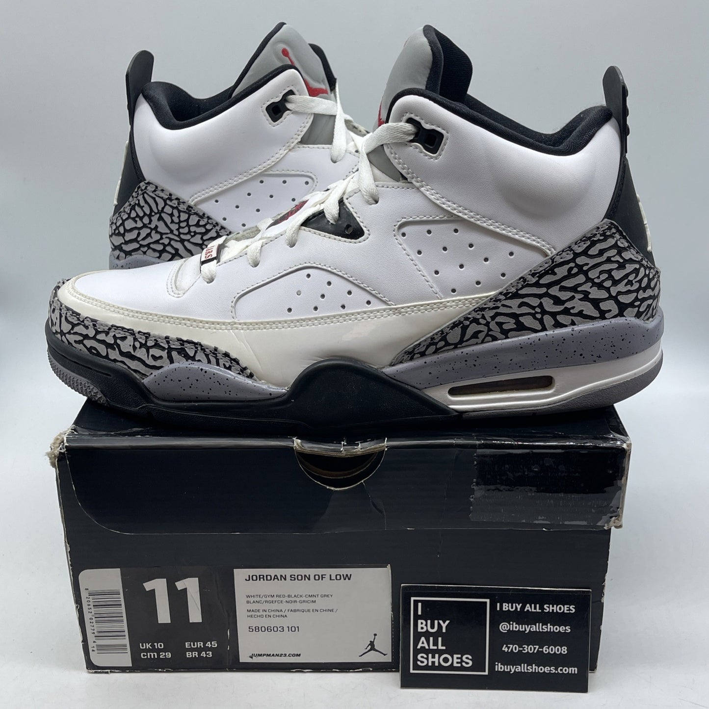 Size 11 - Jordan Son of Mars Low White Cement Suede Leather (580603-101)