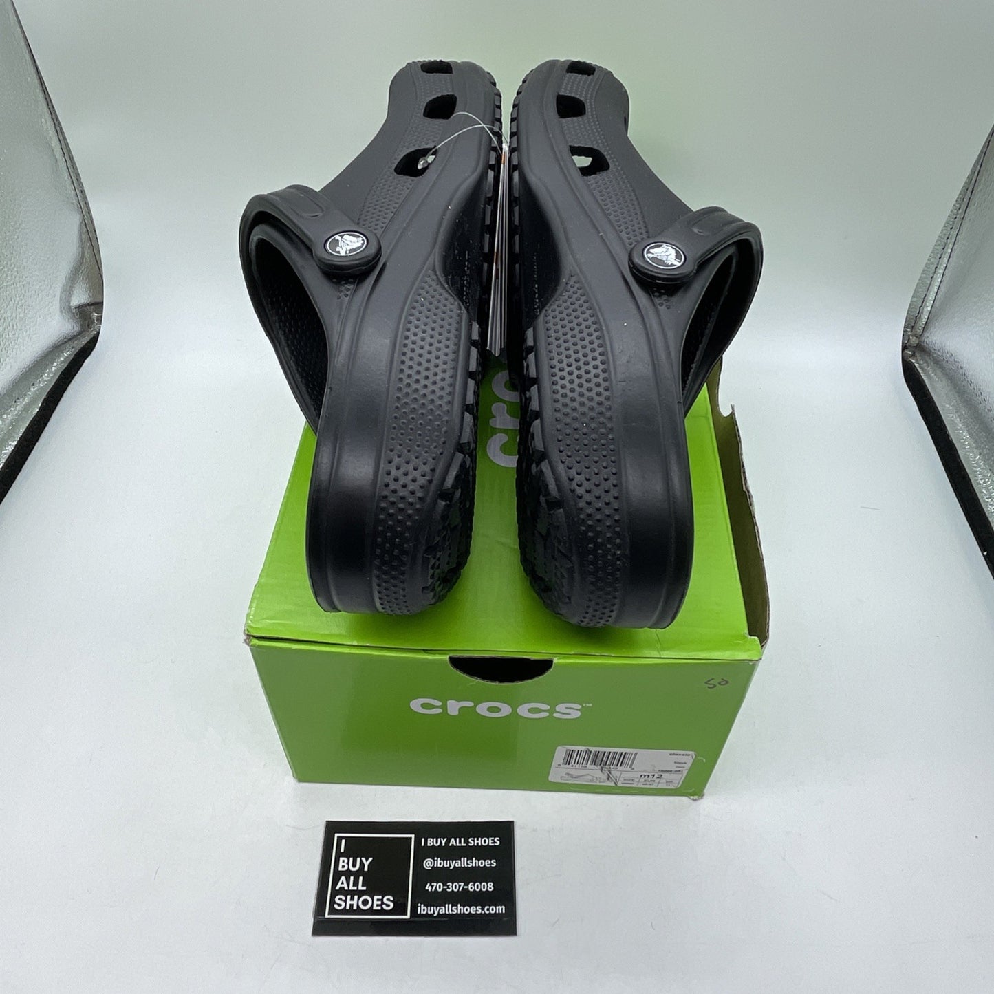 Size 12 - Crocs Classic Clog Authentic Shoe Style Black Rubber (10001)