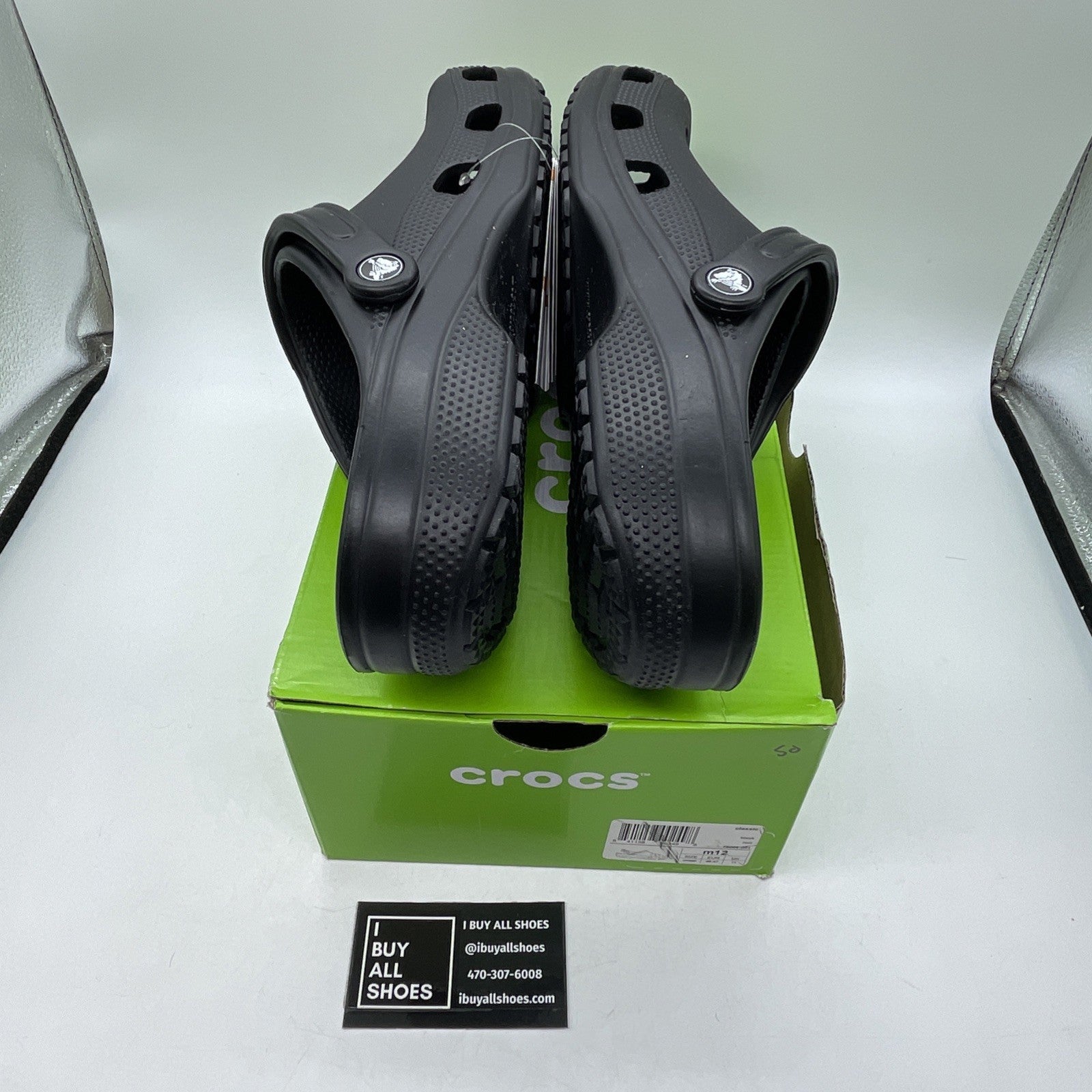 Size 12 - Crocs Classic Clog Authentic Shoe Style Black Rubber (10001)