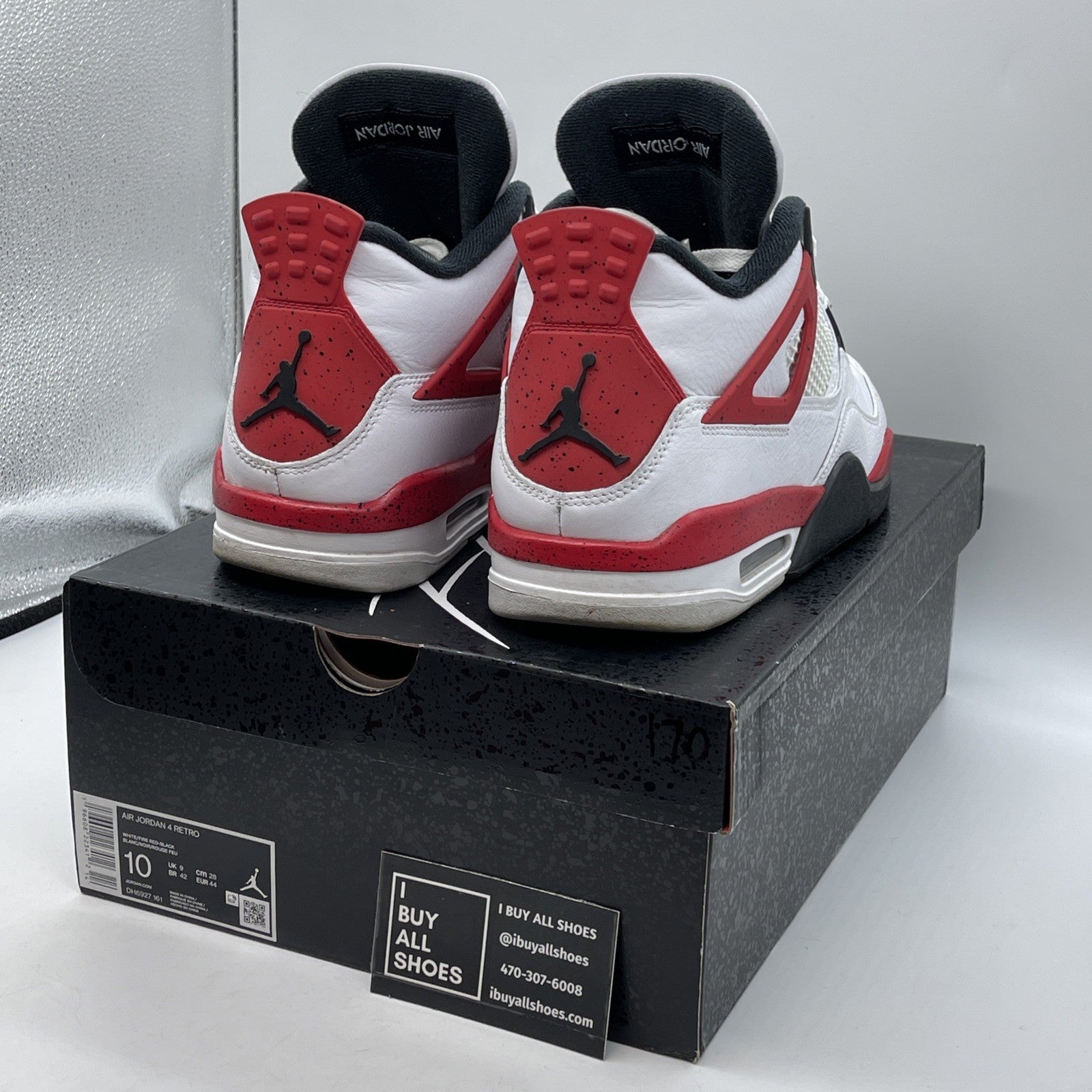 Size 10 - Jordan 4 Retro Mid Red Cement White Red Black Leather (DH6927-161)