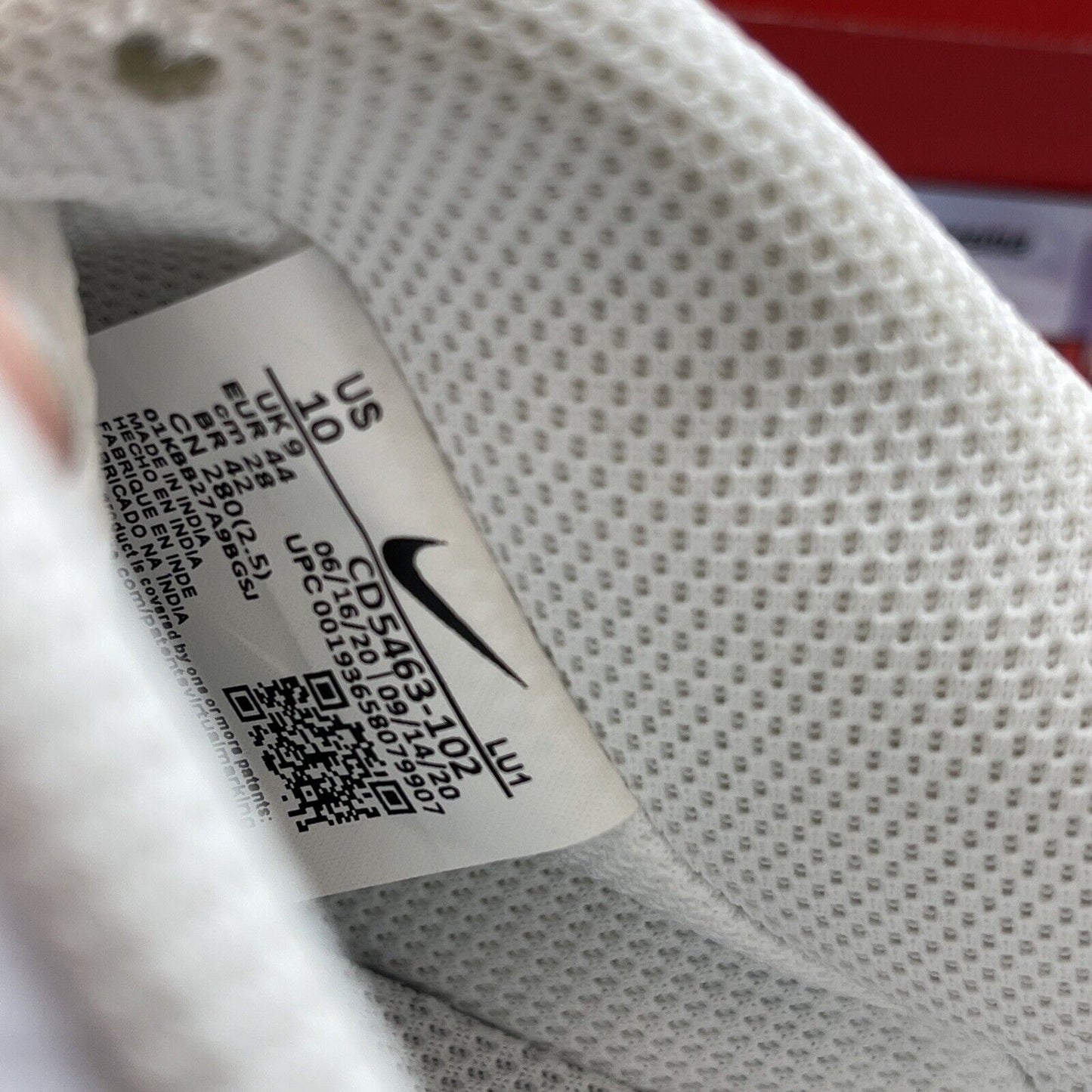 Size 10 - Nike Court Vision Low White University Red White Leather (CD5463-102)