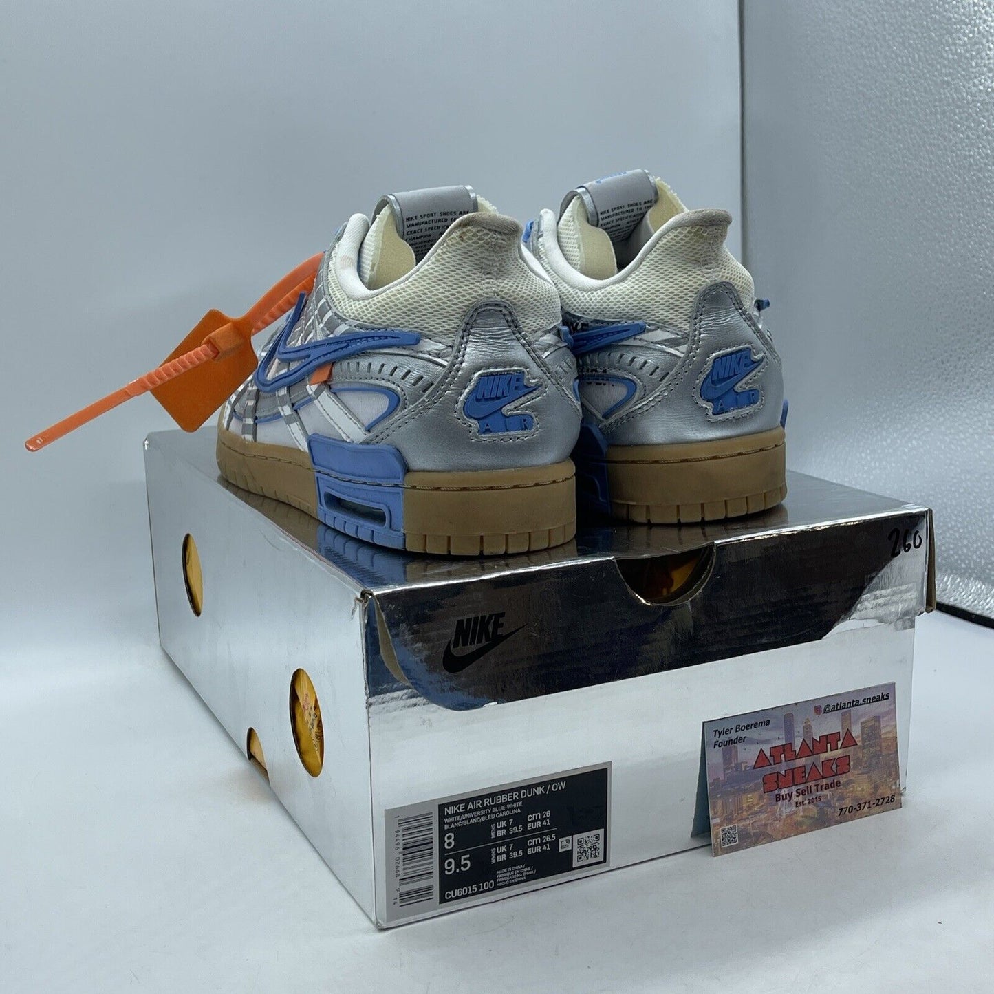 Size 8 - Nike Off-White x Air Rubber Dunk University Blue Leather (CU6015-100)