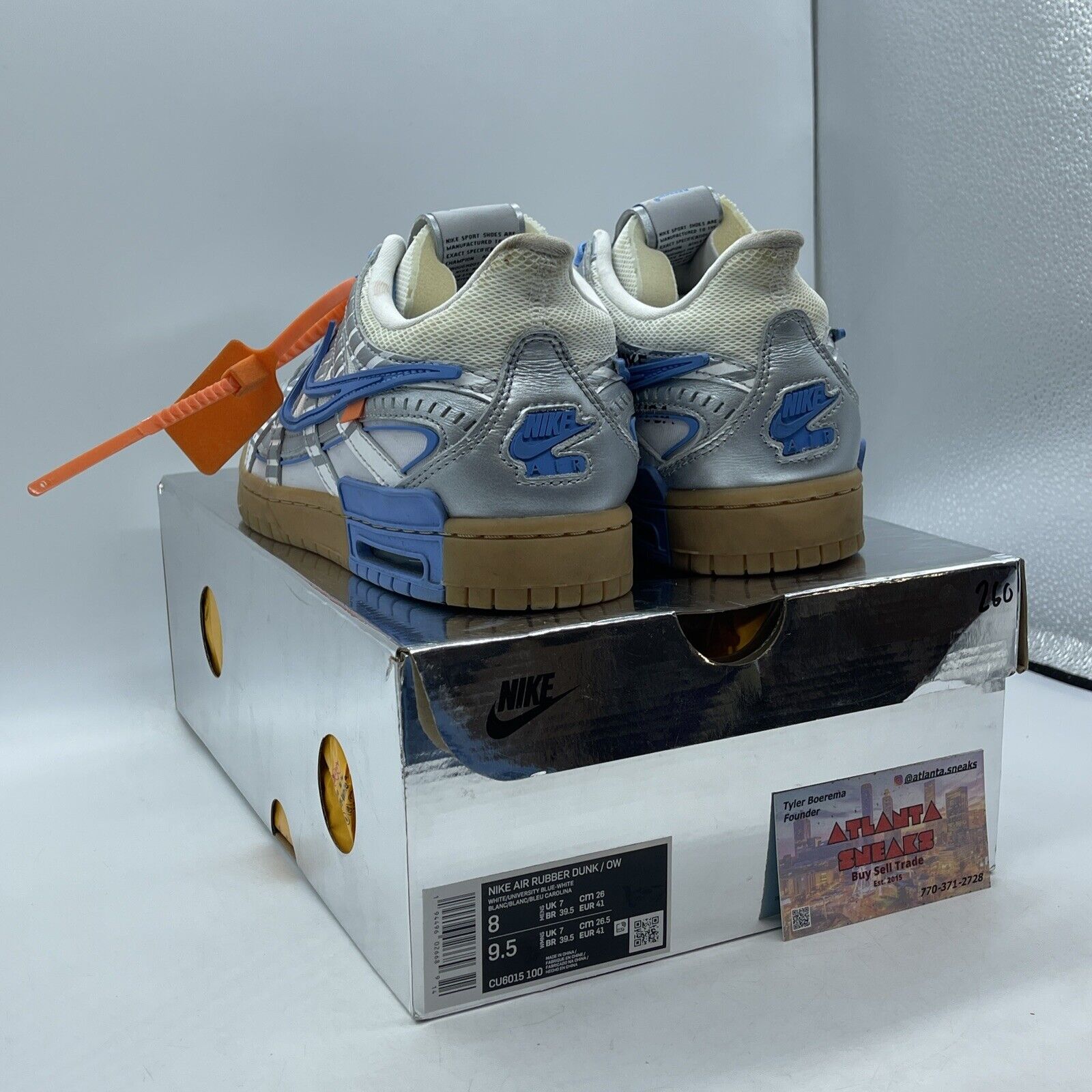 Size 8 - Nike Off-White x Air Rubber Dunk University Blue Leather (CU6015-100)
