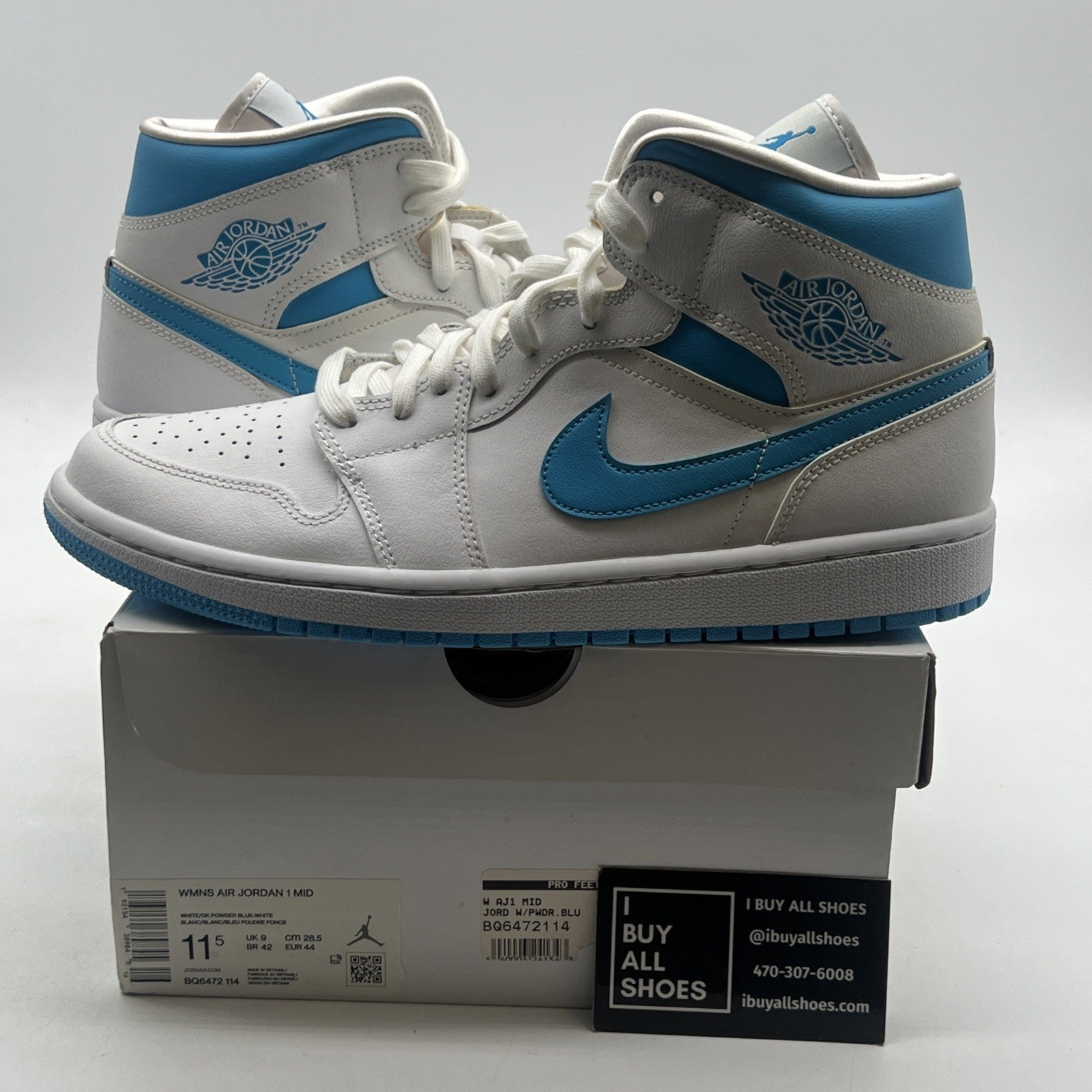 Size 11.5 - Air Jordan 1 Mid UNC W (BQ6472-114)