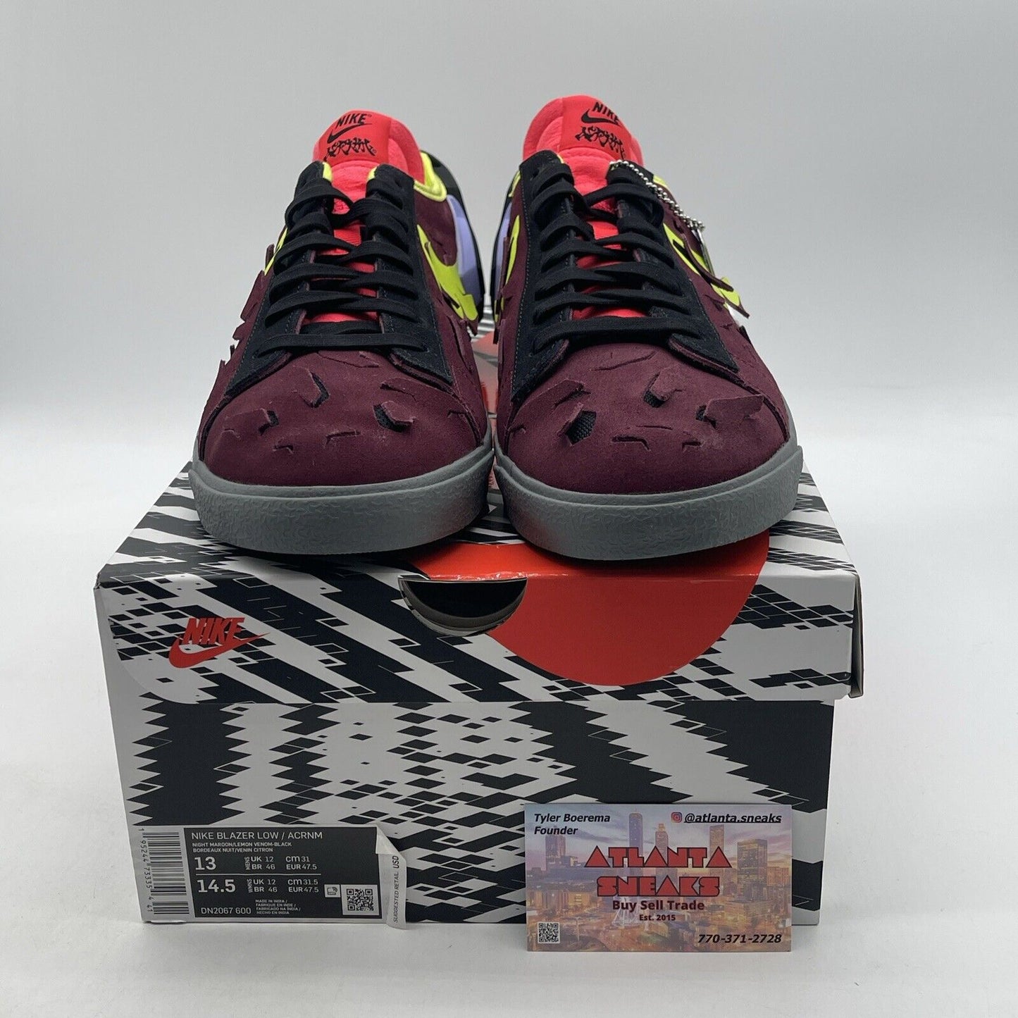 Size 13 - Nike Acronym x Blazer Low Night Maroon Black Suede Leather (DN2067-600