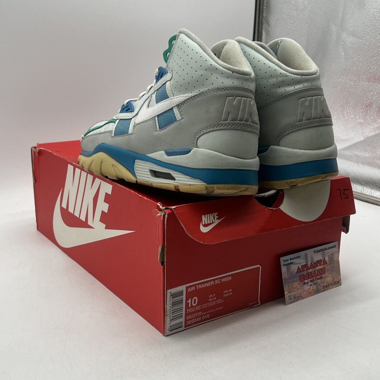 Size 10 - Nike Air Trainer SC High Barely Grey Blue Orbit (302346-019)