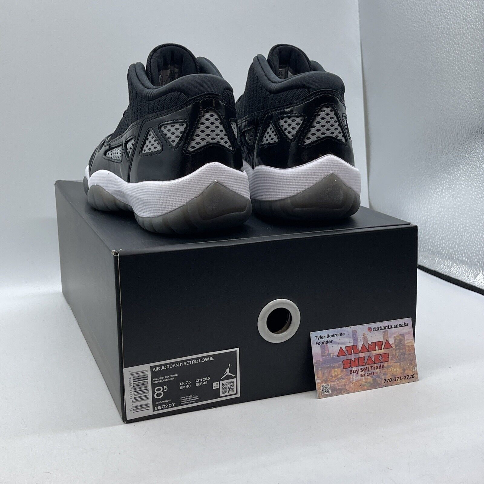 Size 8.5 - Air Jordan 11 Retro IE Low Black White Suede Leather (919712-001)