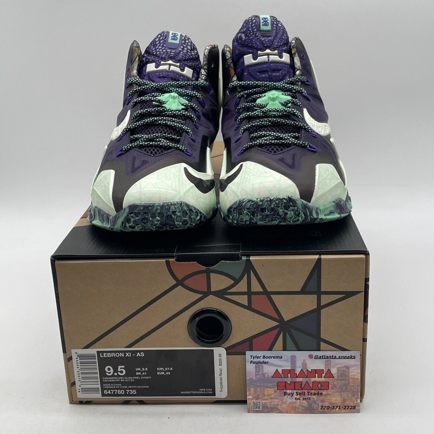 Size 9.5 - Nike LeBron 11 All Star - Gator King Purple Blue Suede (647780-735)