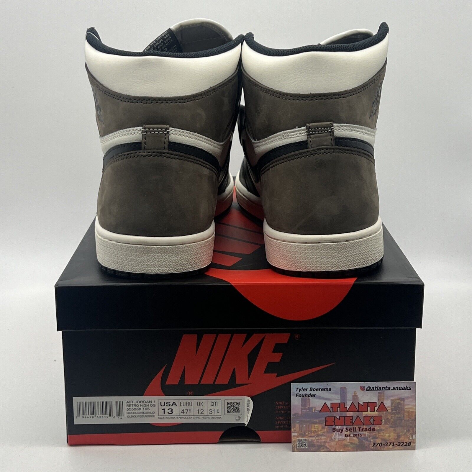 Size 13 - Jordan 1 Retro OG High Dark Mocha Black White Brown (555088-105)