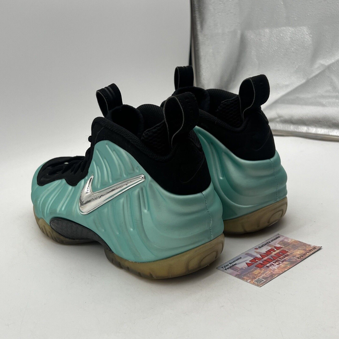 Size 11 - Nike Air Foamposite Pro Island Green Black Suede Silver (624041-303)