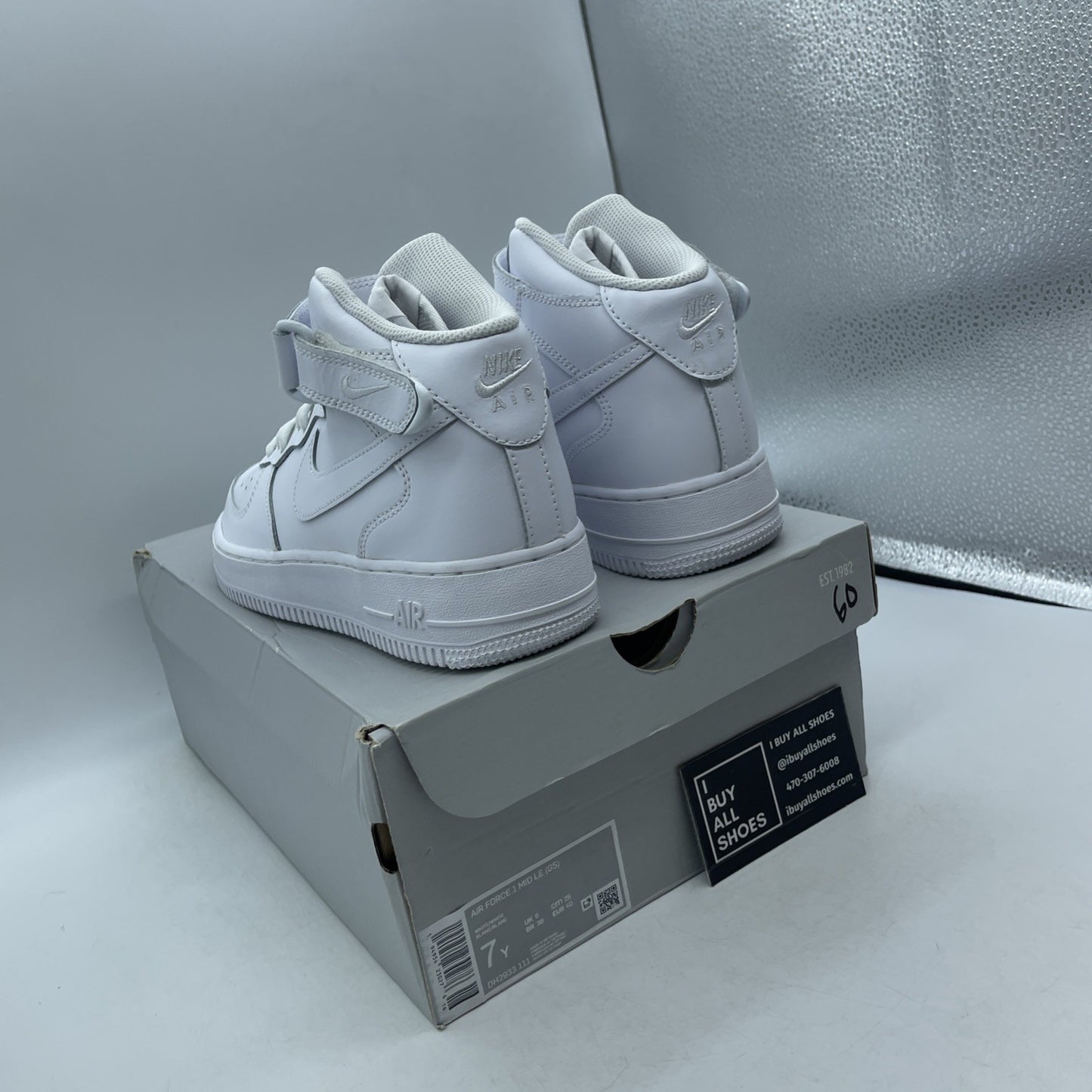 Size 7Y (GS) - Nike Air Force 1 LE Mid Triple White (DH2933-111)