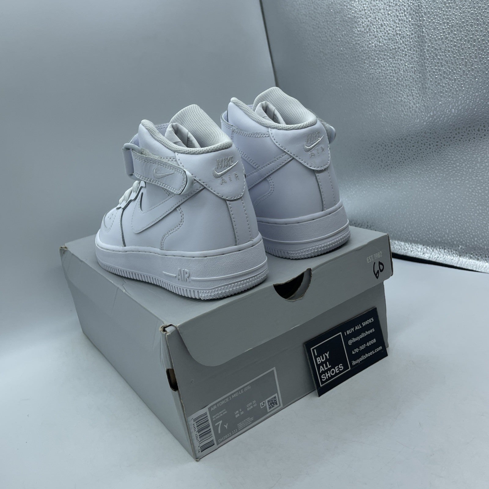Size 7Y (GS) - Nike Air Force 1 LE Mid Triple White (DH2933-111)