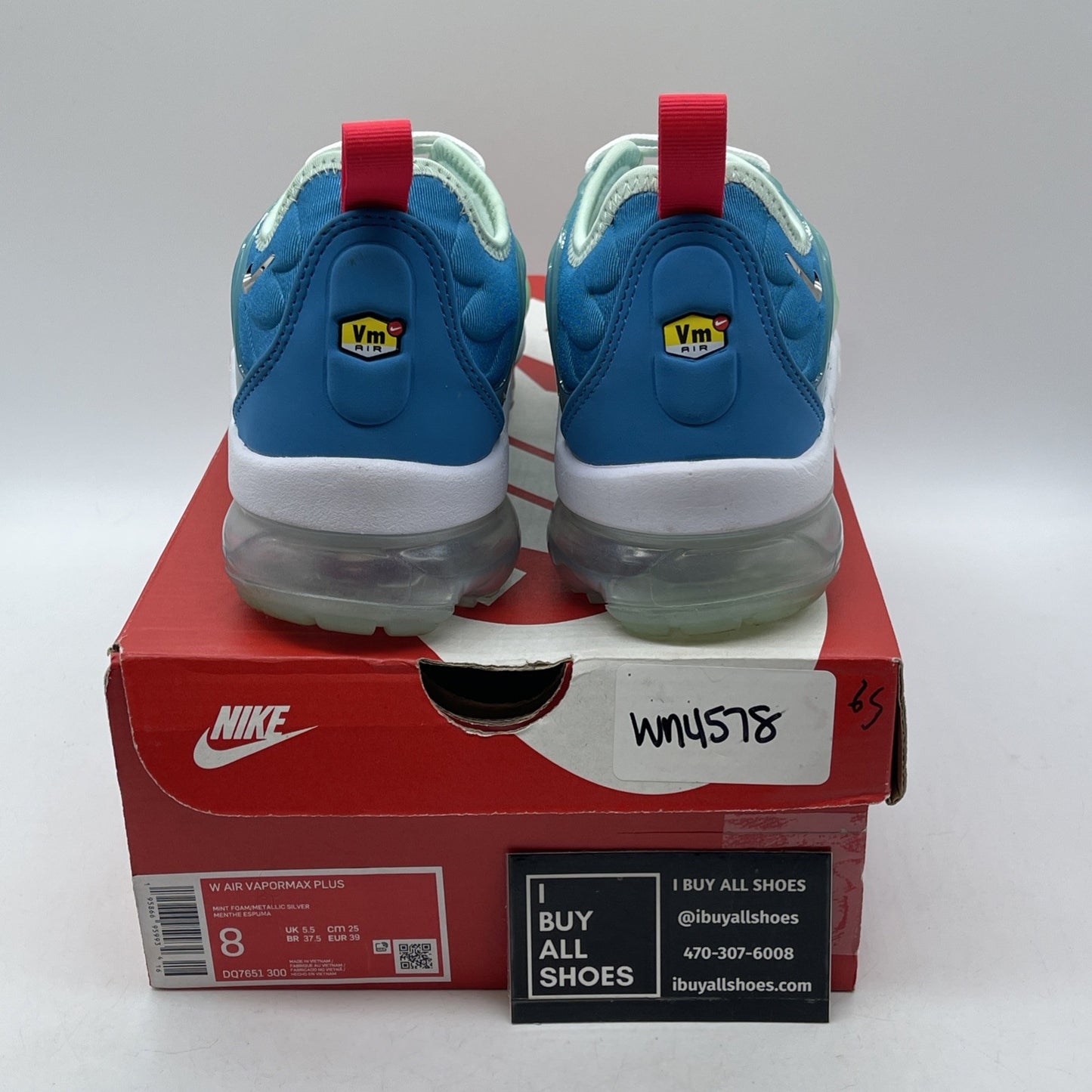 Size 8W - Nike Air VaporMax Plus Mint Foam Laser Blue Suede (DQ7651-300)