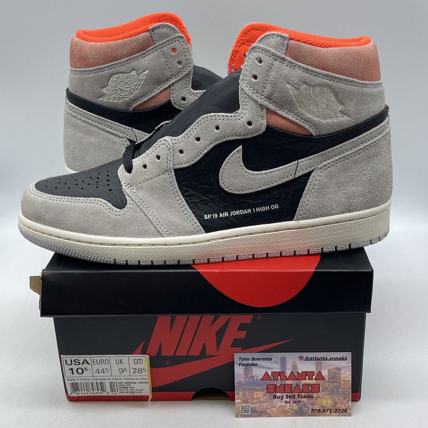 Size 10.5 - Air Jordan 1 Retro OG High Neutral Grey Black Suede (555088-018)