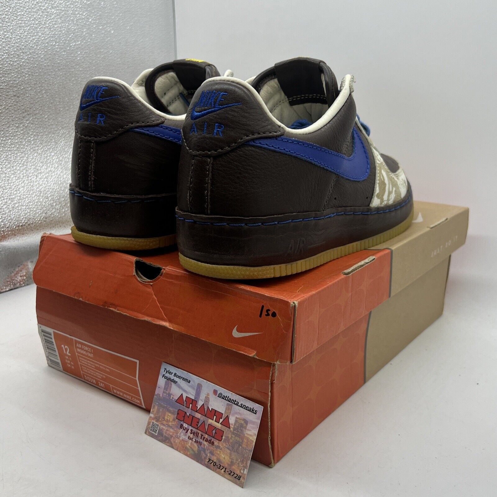 Size 12 - Nike Air Force 1 Inside/Out Brown Blue Leather (313318-241)