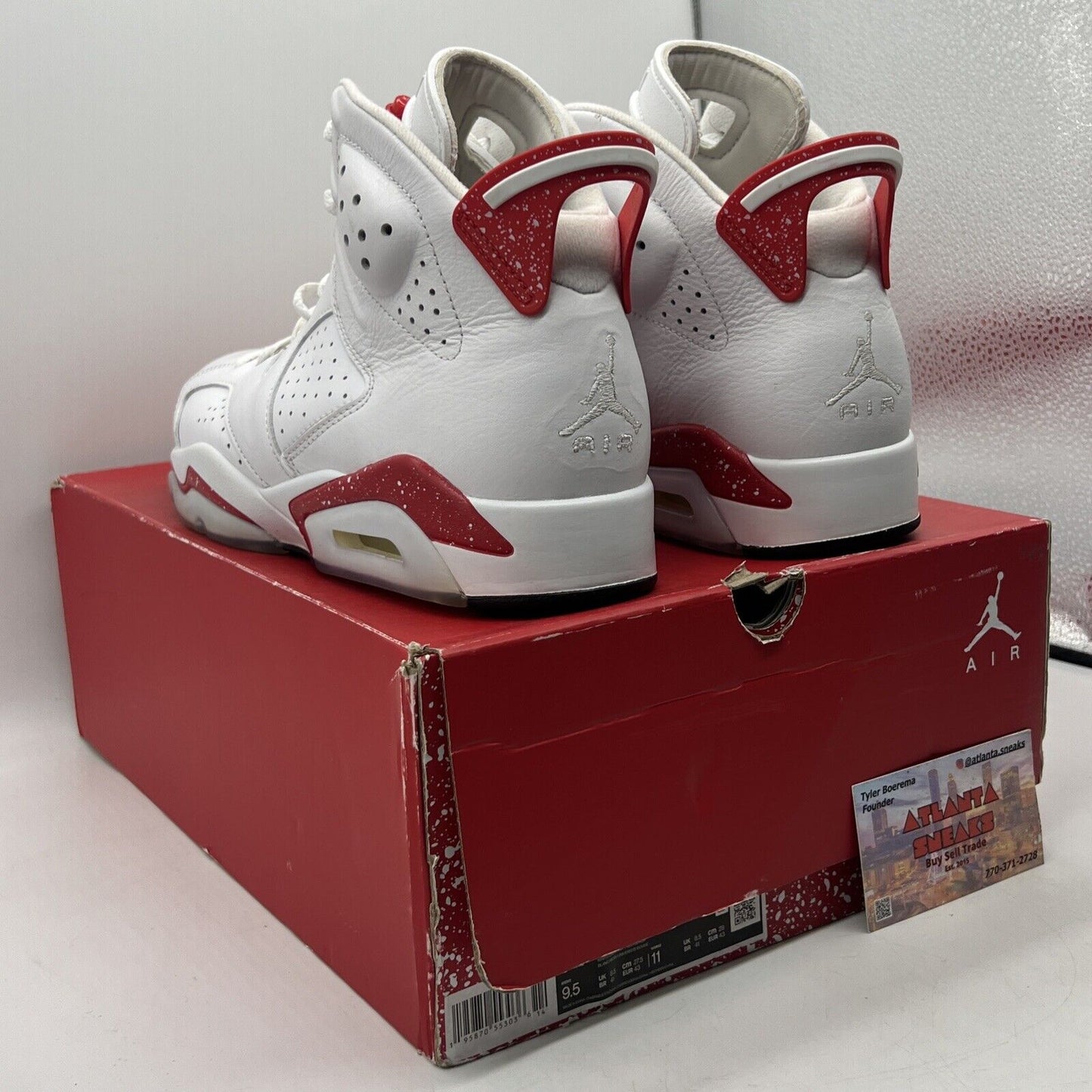 Size 9.5 - Jordan 6 White and University Red 2022 Leather (CT8529-162)