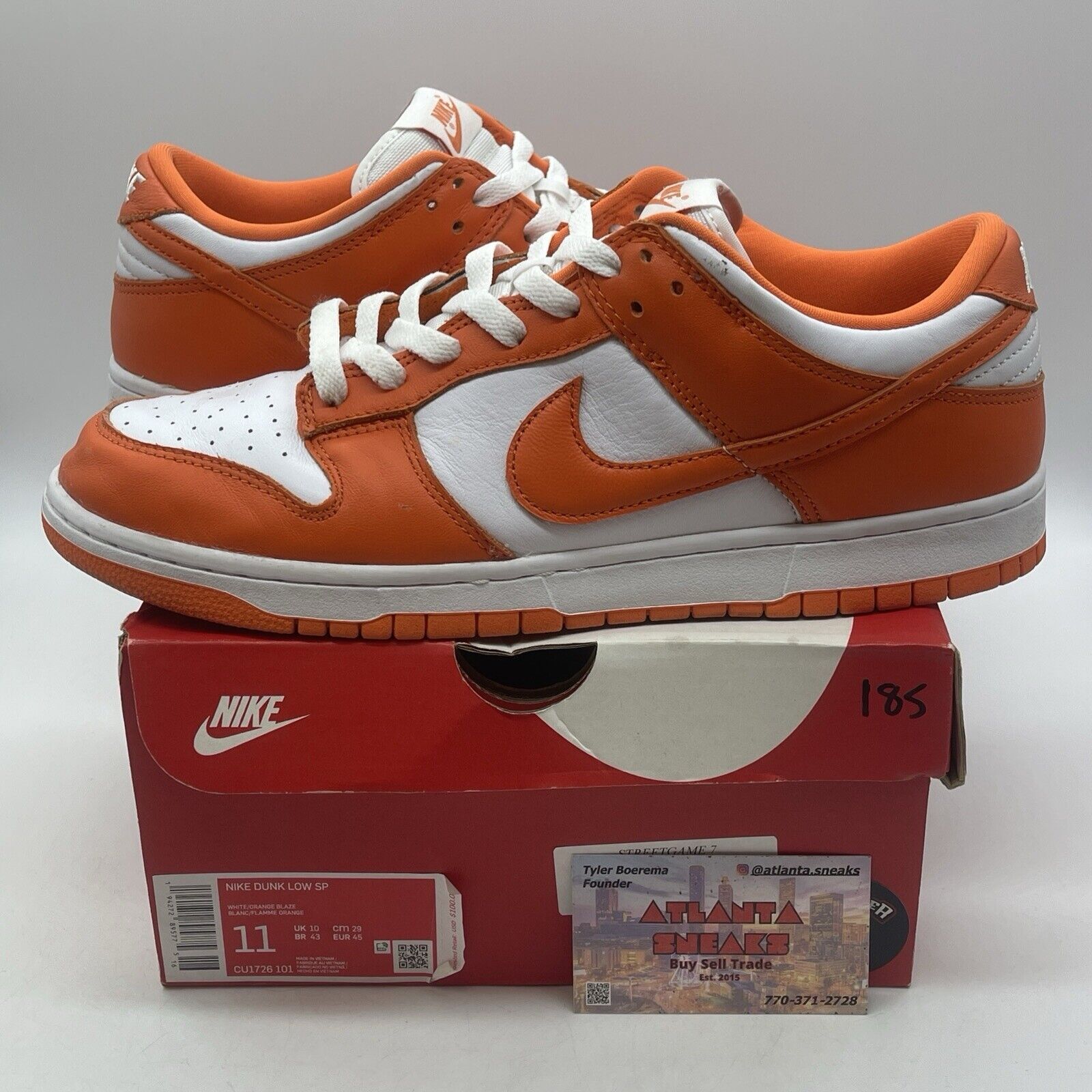 Size 11 - Nike Dunk Low Retro SP Syracuse 2020 Orange White Leather (CU1726-101)