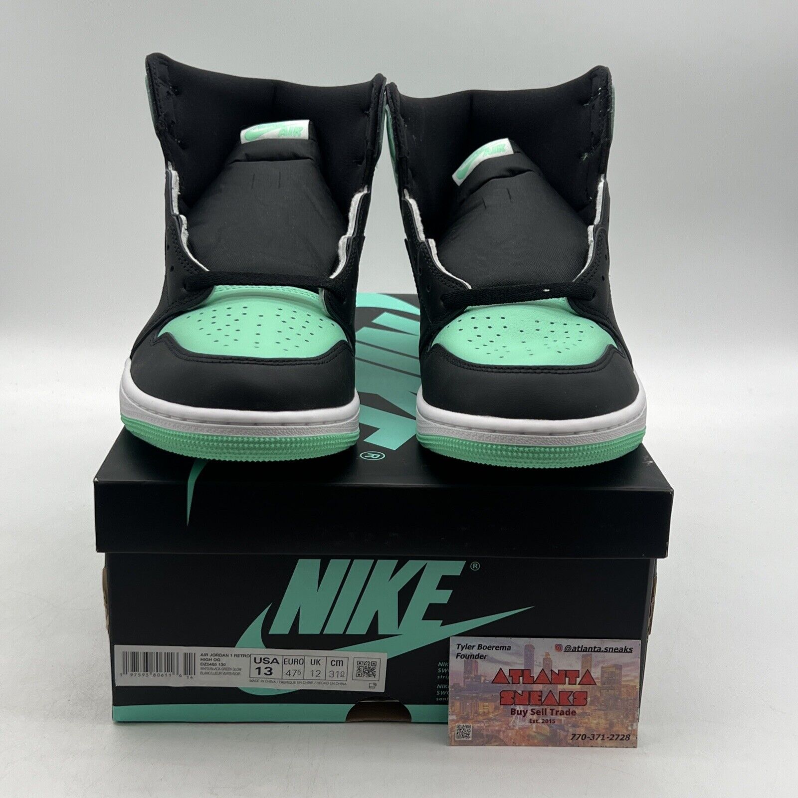 Size 13 - Air Jordan 1 Retro OG High Green Glow Black White (DZ5485-130)