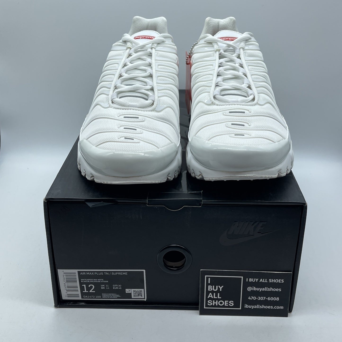 Size 12 - Nike Supreme x Air Max Plus TN White Red Suede Leather (DA1472-100)