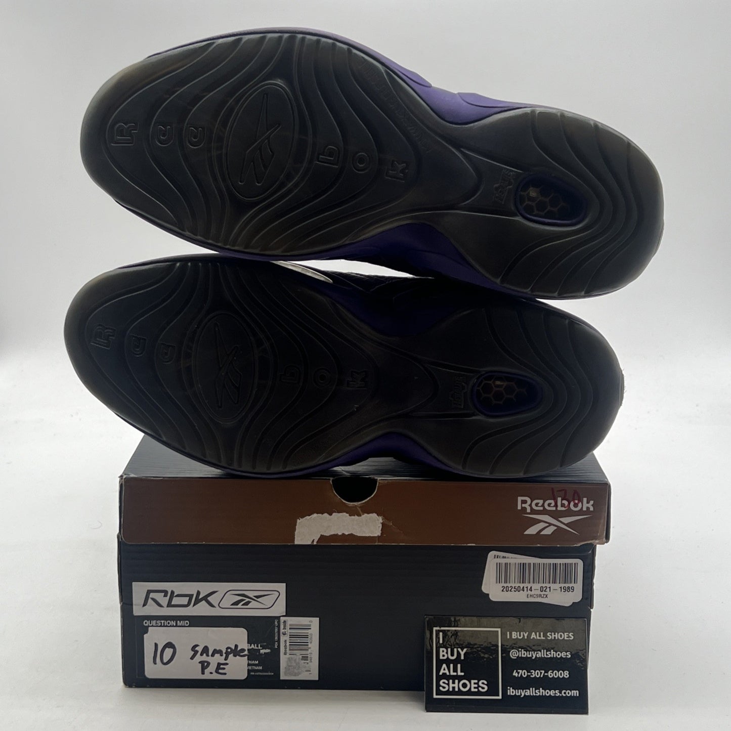 Size 10 - Reebok Question Mid Sample , Purple Grey (BB0216)