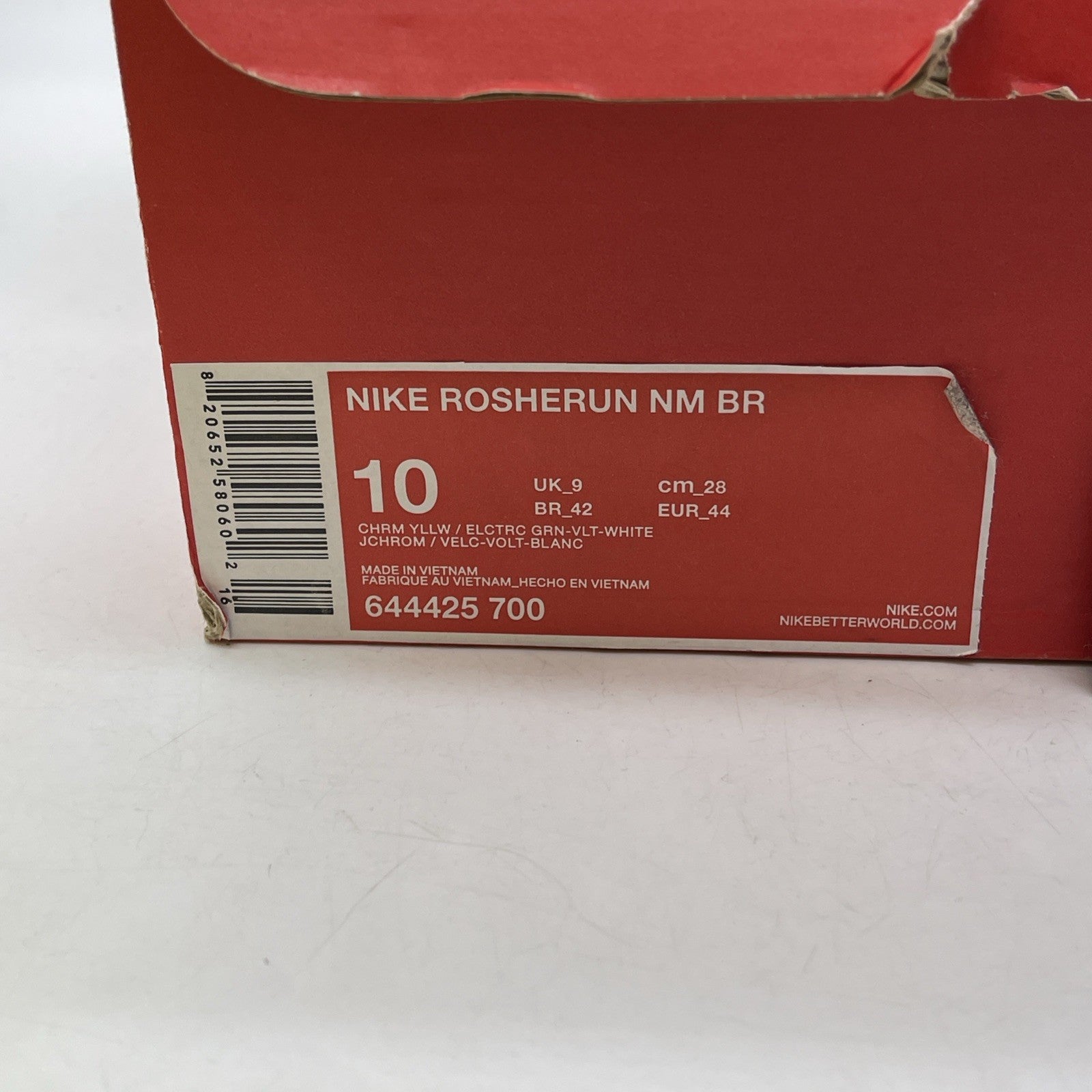 Size 10 - Nike Rosherun Nm Br Yellow Green White Suede Leather (644425-700)