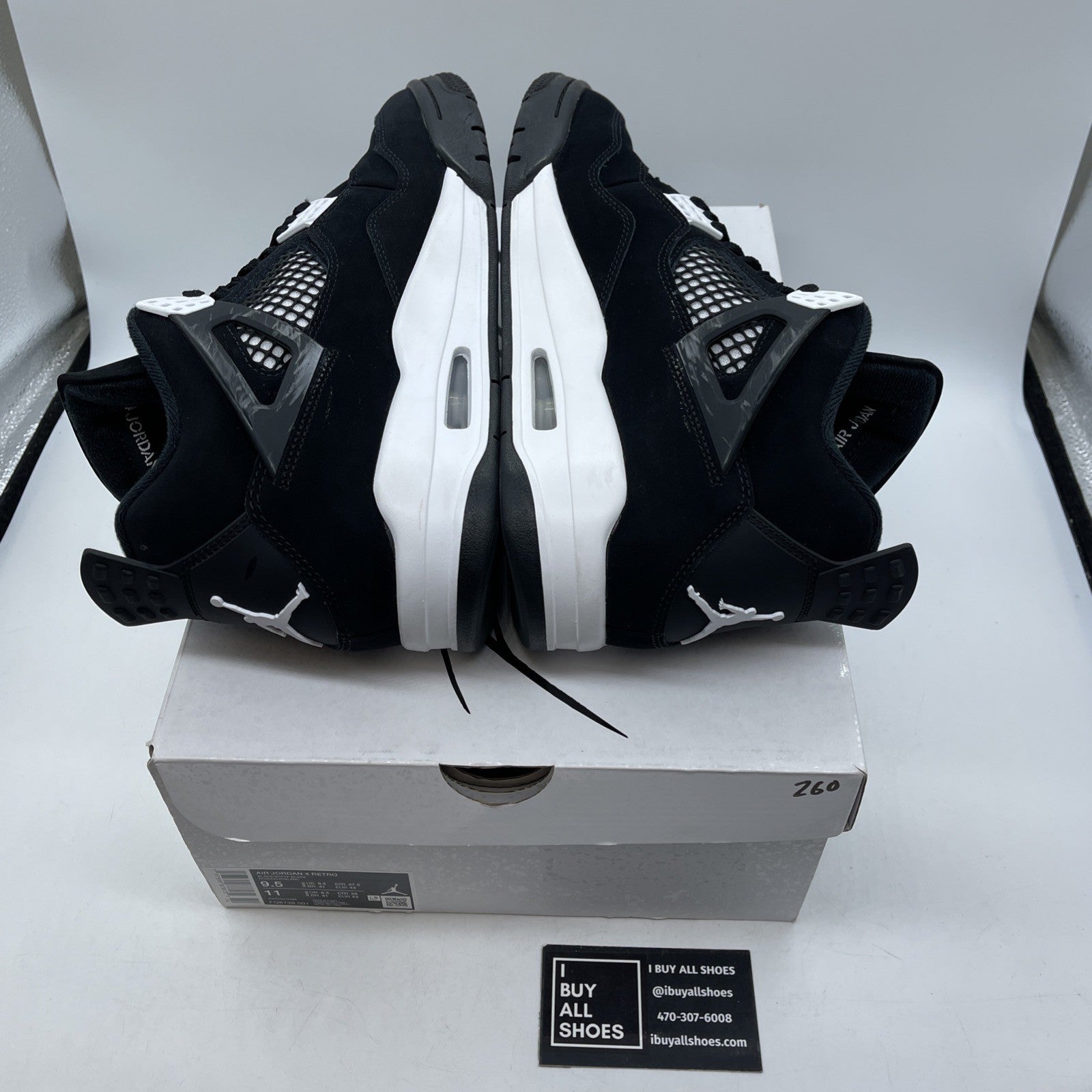 Size 9.5 - Air Jordan 4 Retro White Thunder Black Suede (FQ8138-001)