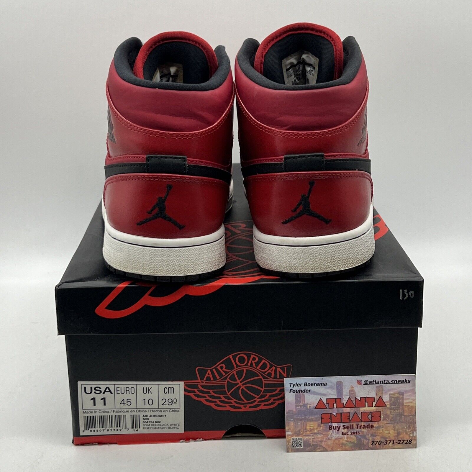 Size 11 - Air Jordan 1 Retro Mid Gym Red Black White Leather (554724-602)