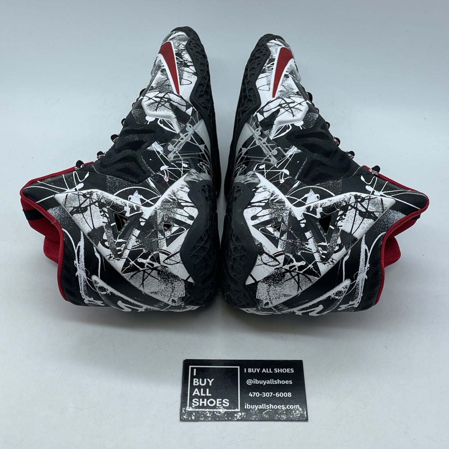 Size 9.5 - Nike LeBron 11 Graffiti Black White Red (616175-100)