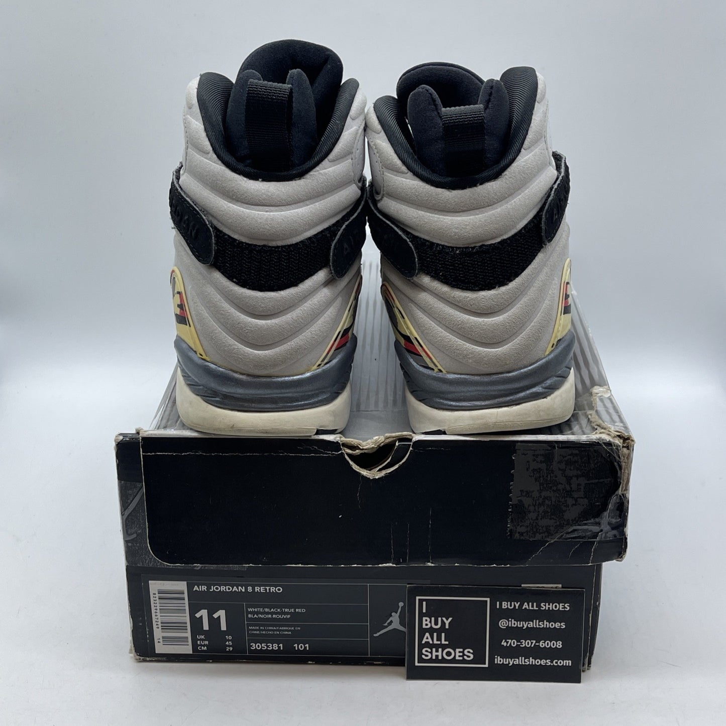Size 11 - Air Jordan 8 Retro 2003 Bugs Bunny White Grey Suede Leather 305381-101
